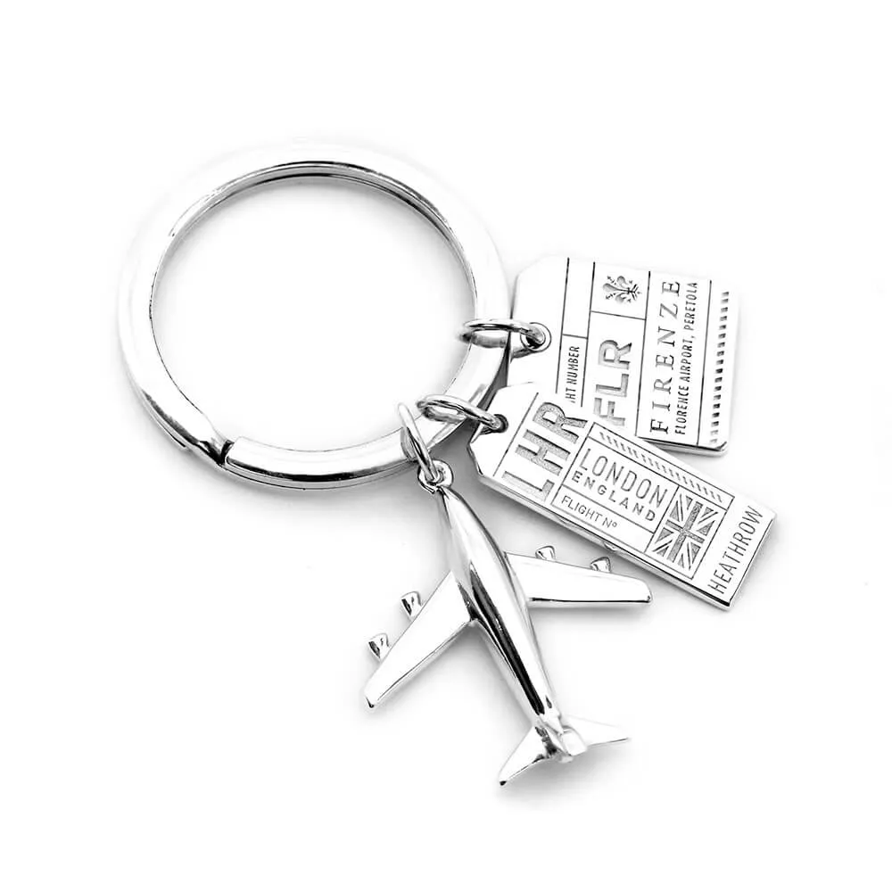 2 Luggage Tag Charm Key Ring Bundle with Large Plane