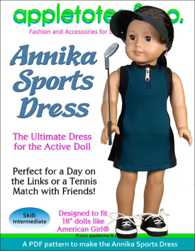 Annika Sports Dress Sewing Pattern for 18 Inch Dolls