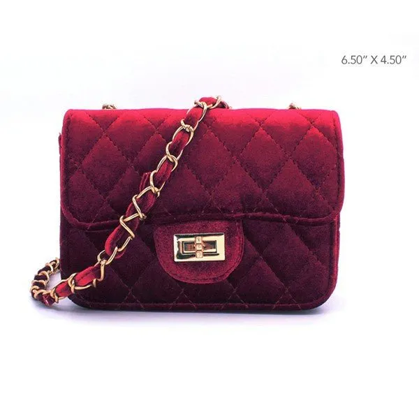 Averie Quilted Velvet Crossbody Purse