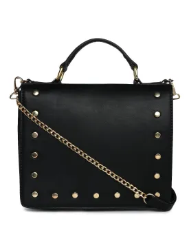 Black chain and studded sling bag