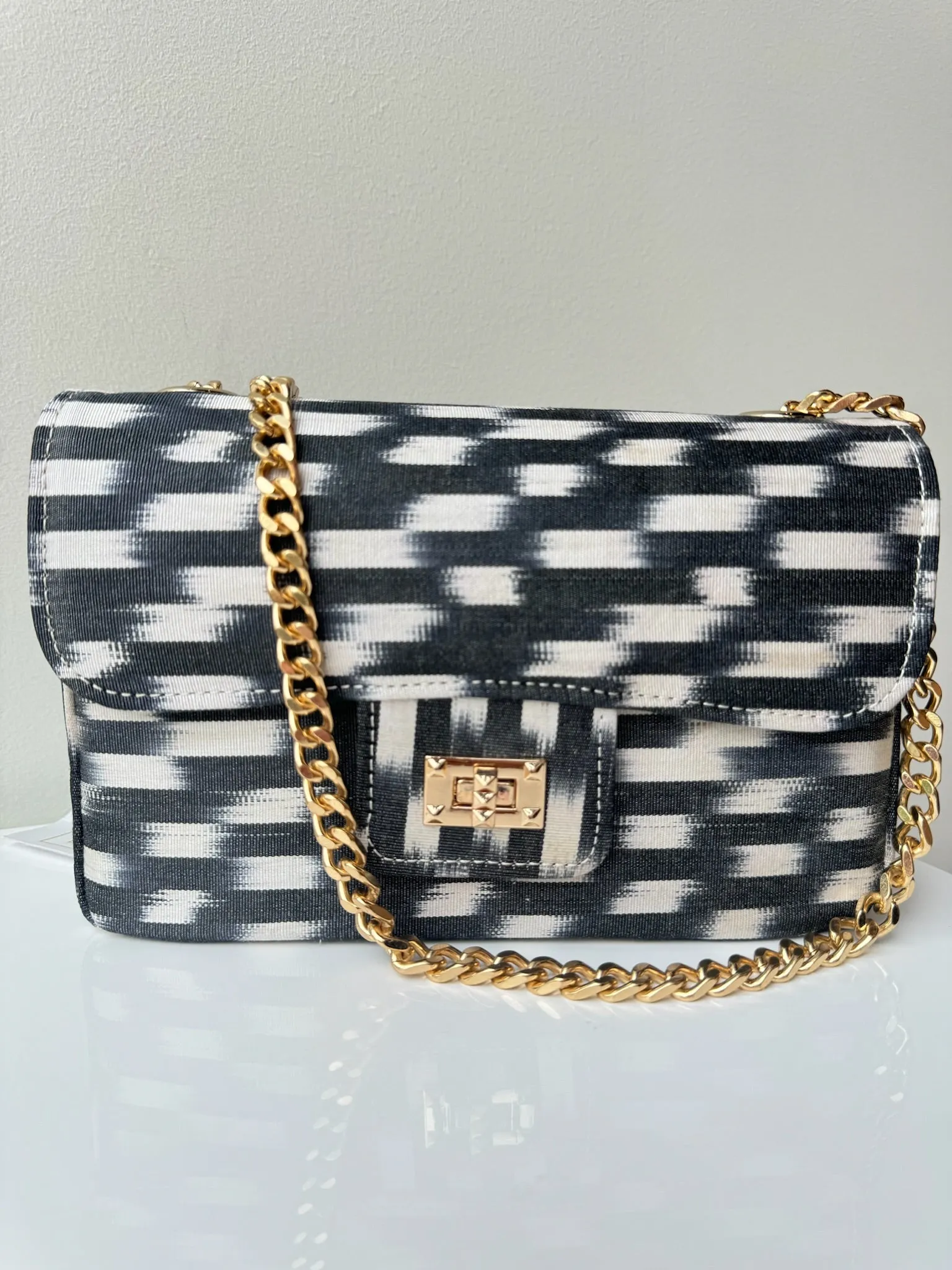 Black/White Checkered Brooke Bag