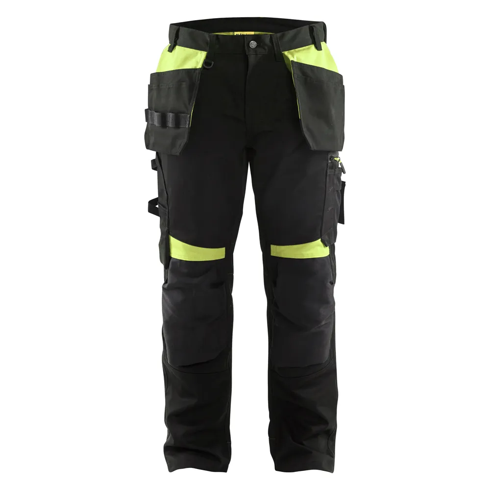 Blaklader 1555 Holster Pocket Craftsmen Work Trousers Black / Yellow