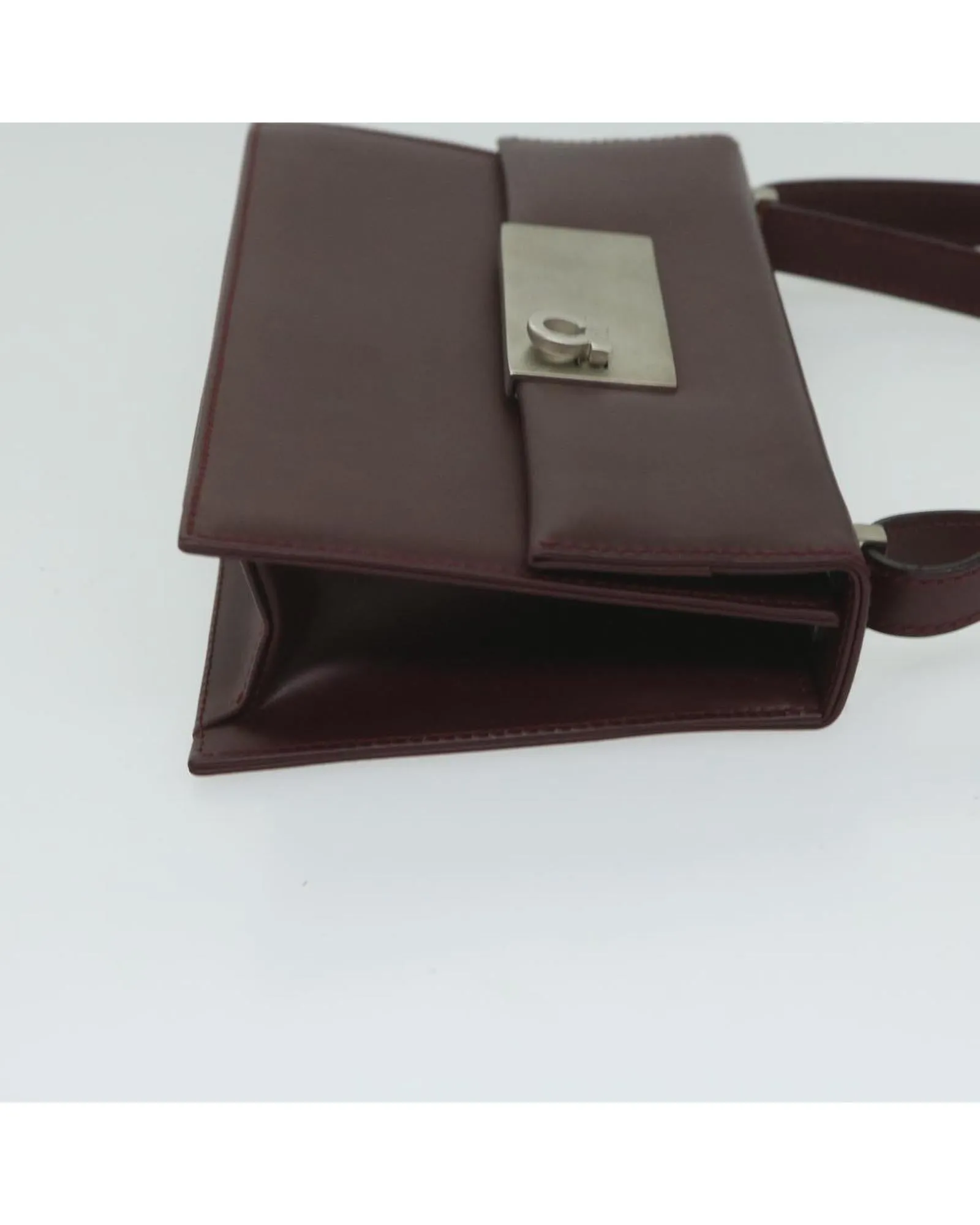 Bordeaux Leather Gancini Shoulder Bag with Shoulder Drop