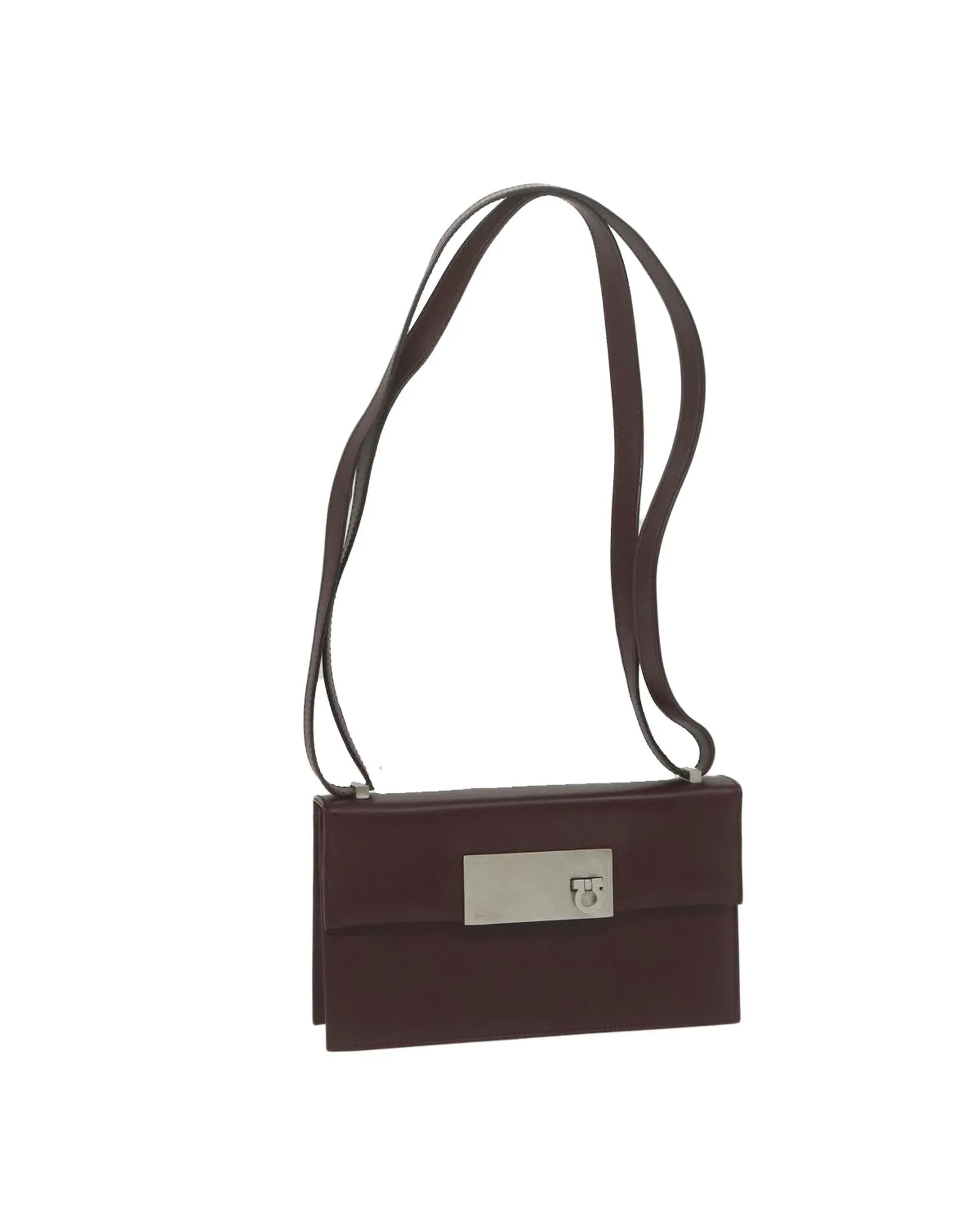 Bordeaux Leather Gancini Shoulder Bag with Shoulder Drop