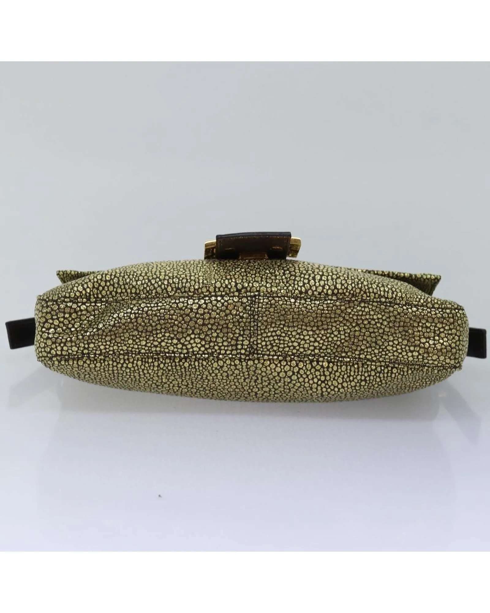 Canvas Mamma Baguette Shoulder Bag with Gold Tone Details