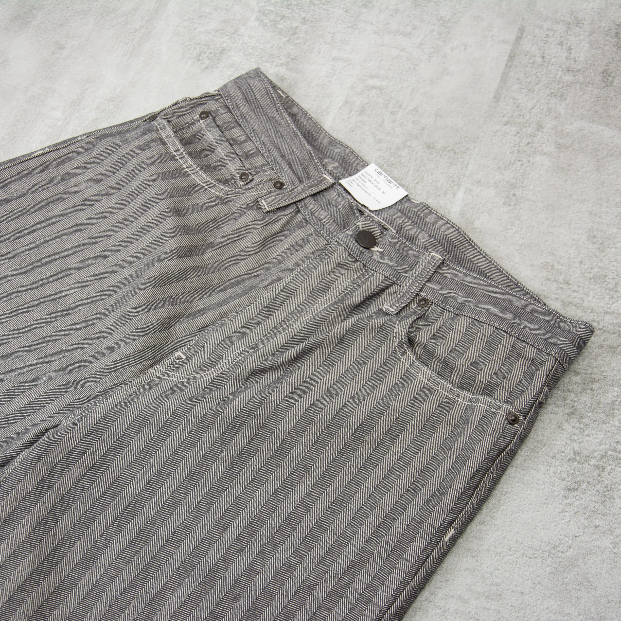 Carhartt WIP Menard Pant Herringbone Denim - Grey Rinsed