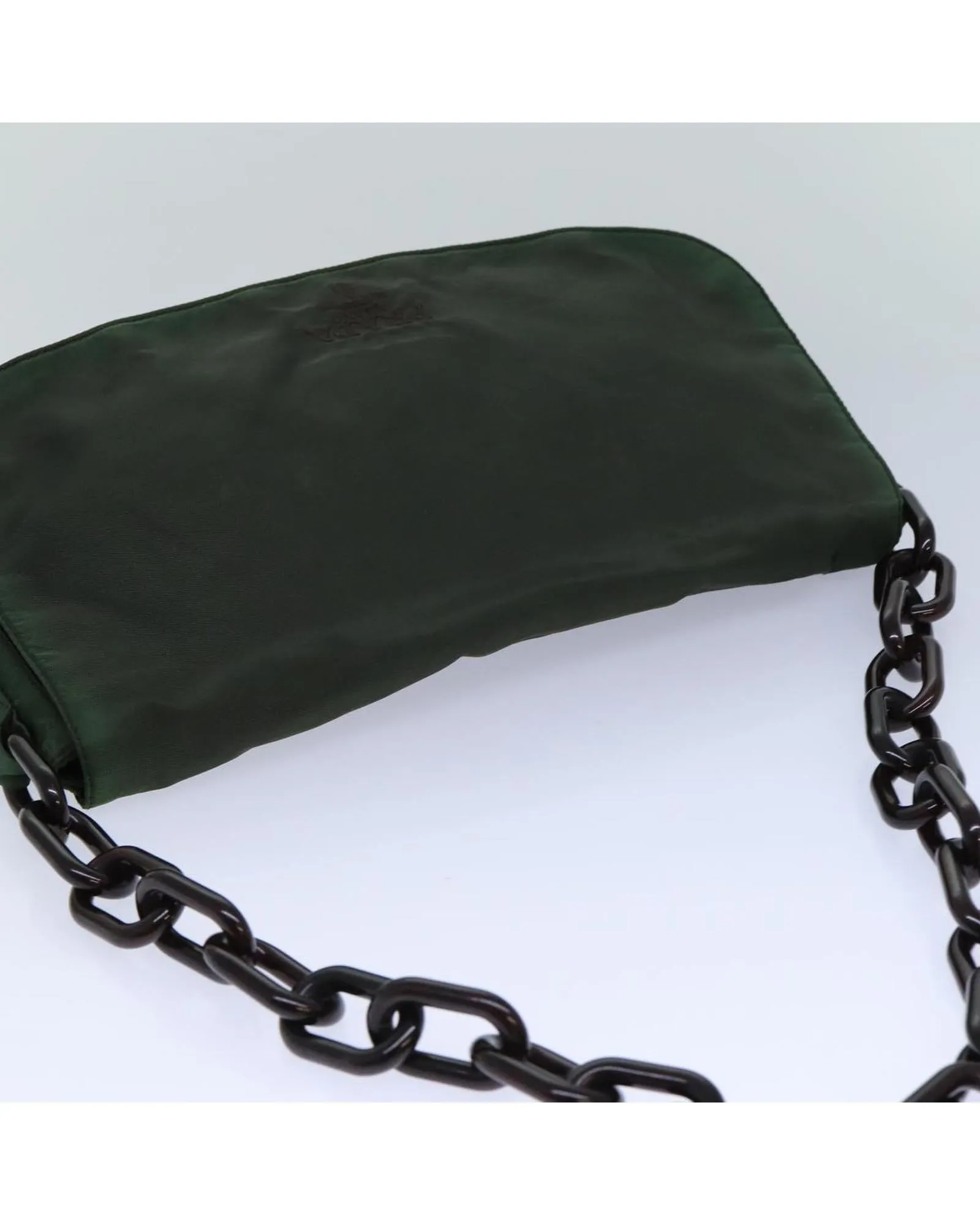 Chain Shoulder Bag in Nylon with Flap Closure