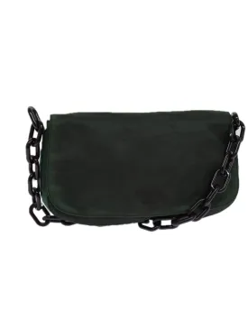 Chain Shoulder Bag in Nylon with Flap Closure