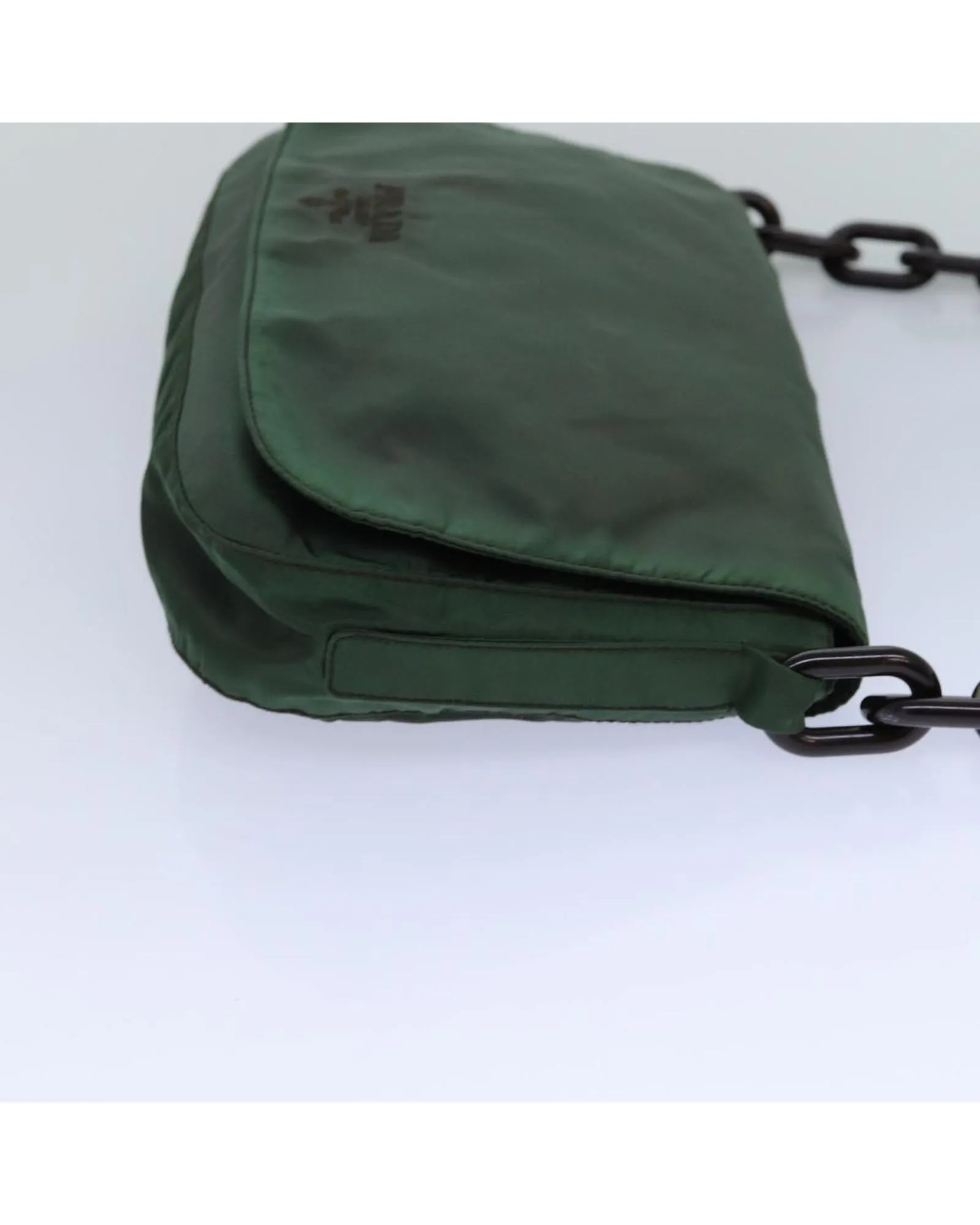 Chain Shoulder Bag in Nylon with Flap Closure