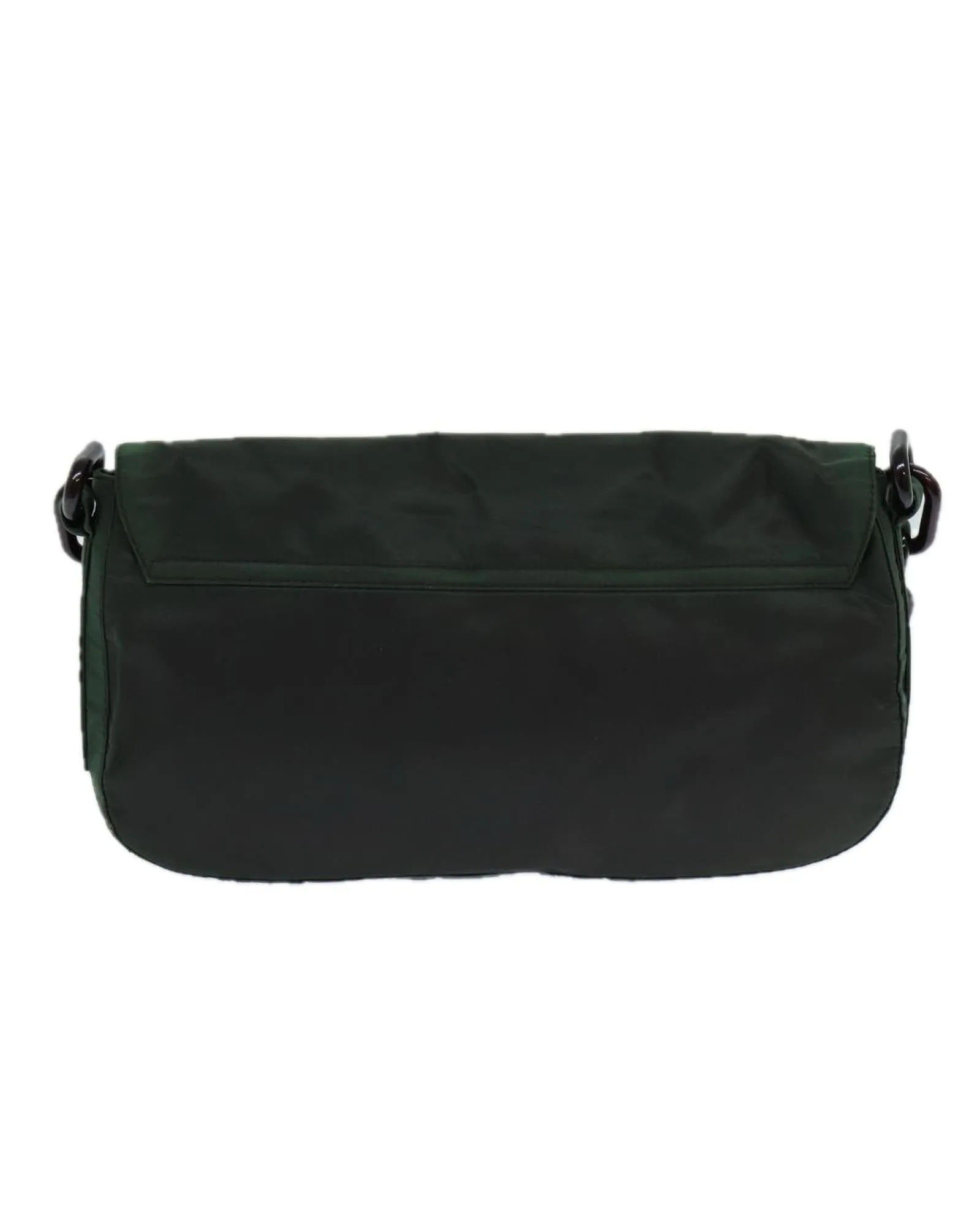 Chain Shoulder Bag in Nylon with Flap Closure