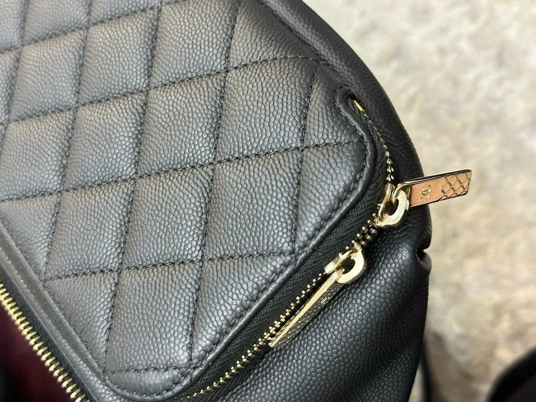 Chanel Black Quilted Caviar Leather Business Affinity Waist Belt Bag