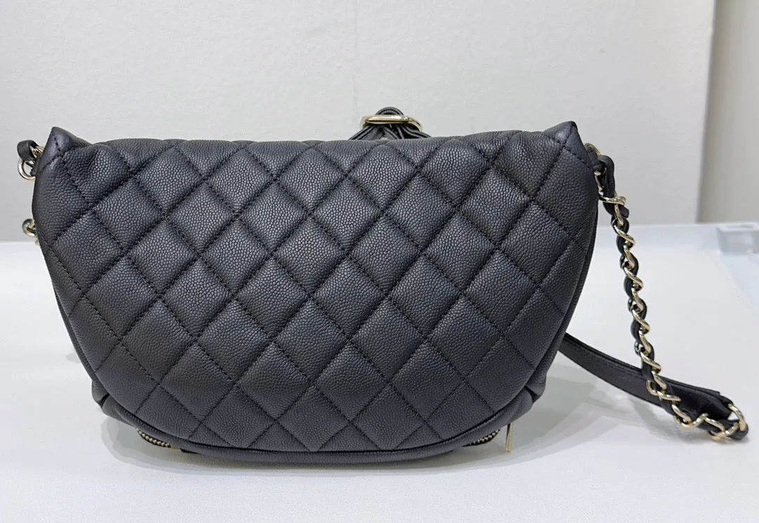 Chanel Black Quilted Caviar Leather Business Affinity Waist Belt Bag