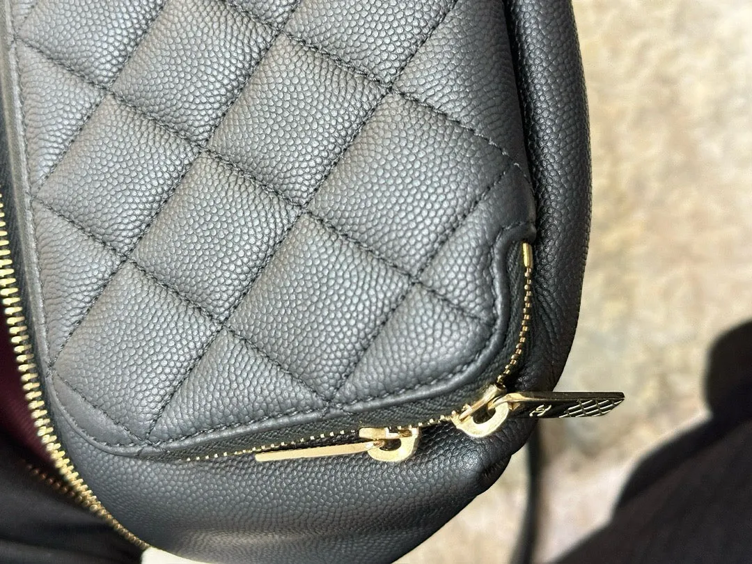 Chanel Black Quilted Caviar Leather Business Affinity Waist Belt Bag