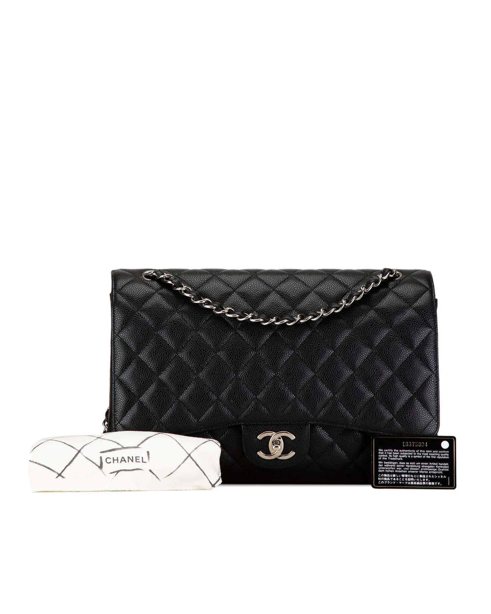 Chanel Classic Double Flap Black Caviar Leather Shoulder Bag