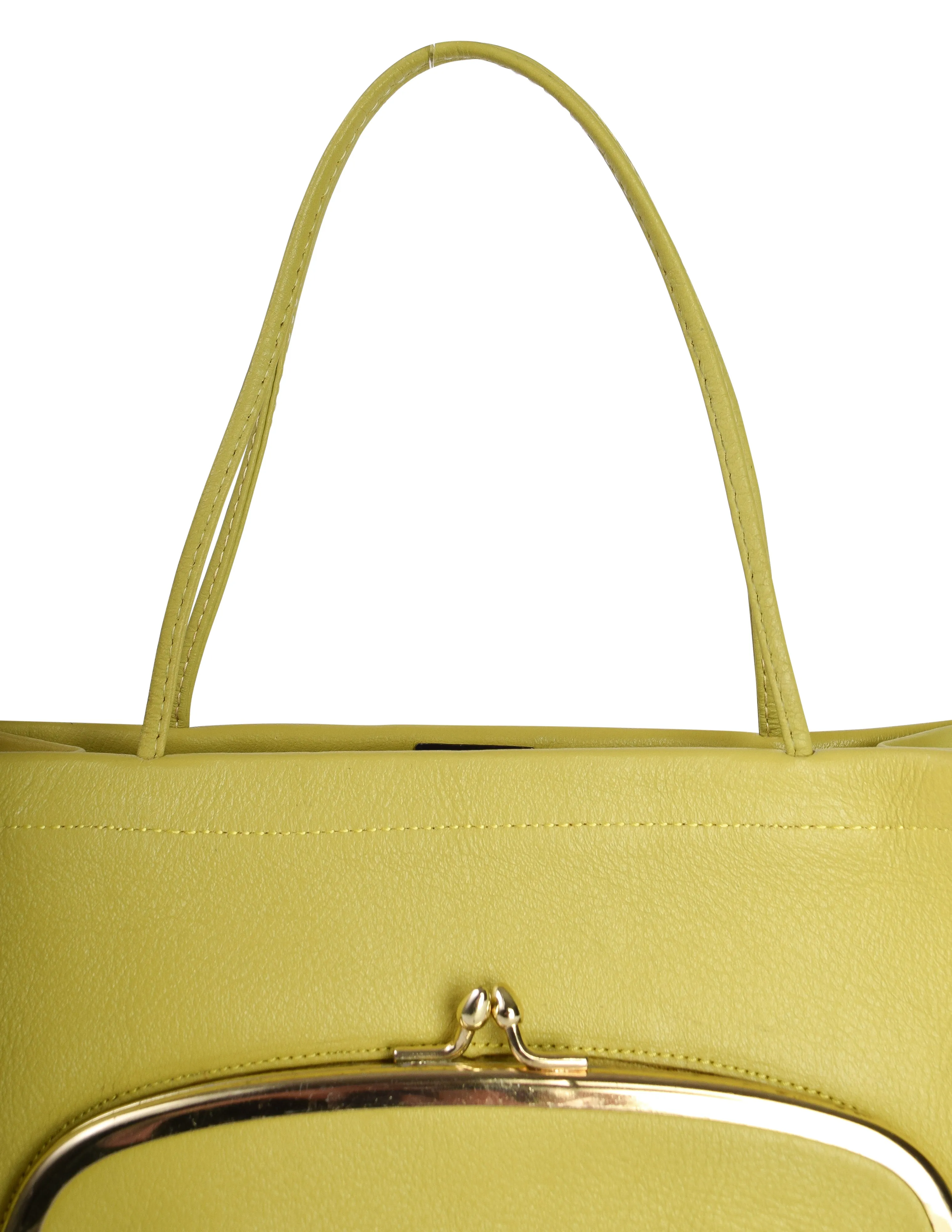 Coach by Bonnie Cashin Vintage 1960s Chartreuse Leather Mini Tote Handbag