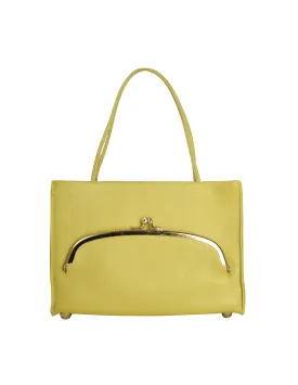 Coach by Bonnie Cashin Vintage 1960s Chartreuse Leather Mini Tote Handbag