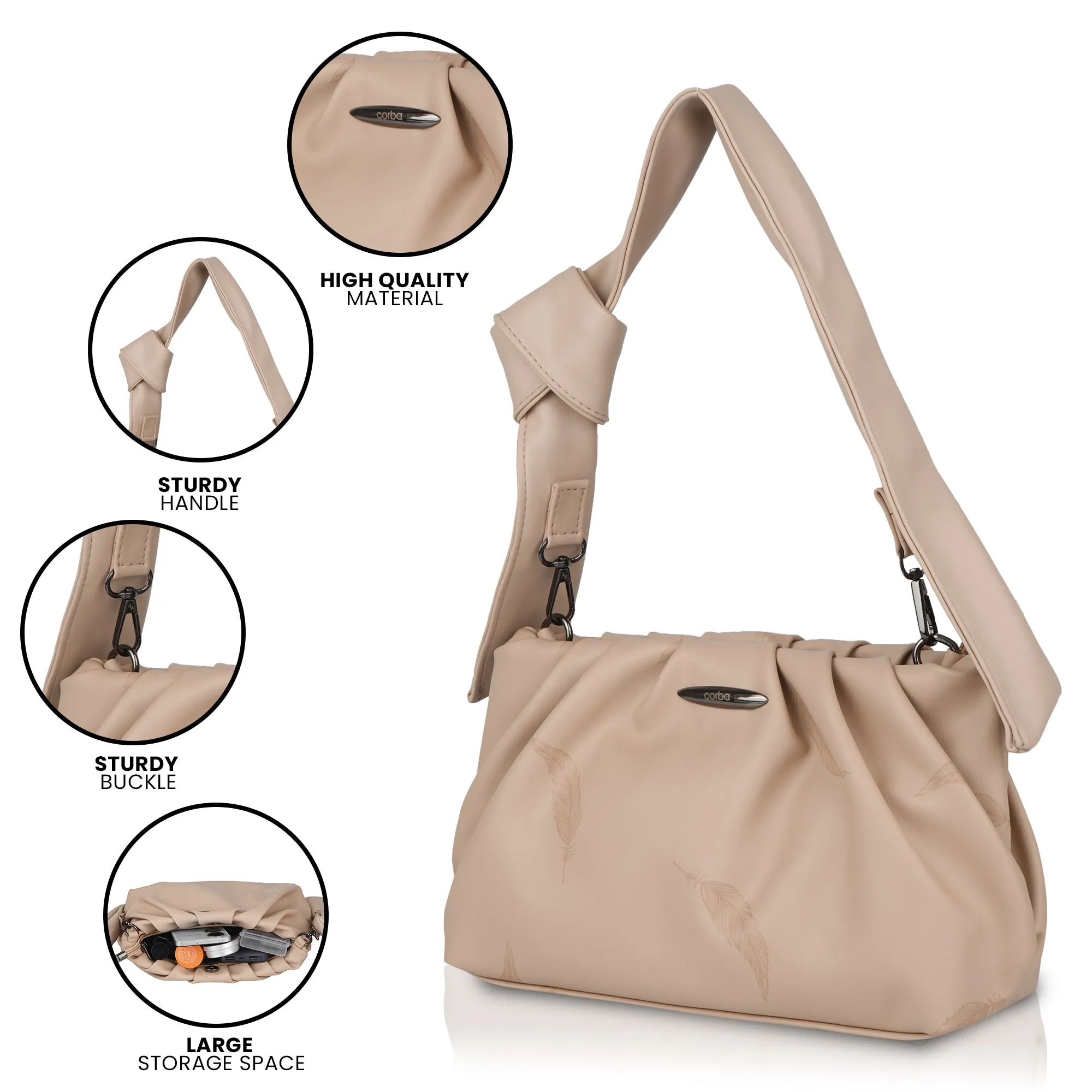 Corba Knot Style Sling Bag Light Cream