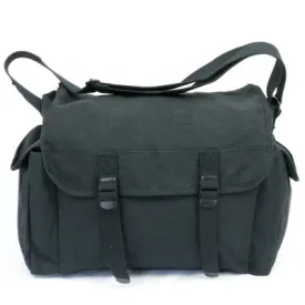 Cotton-Canvas Large 2-Pocket Haversack. New. Black.