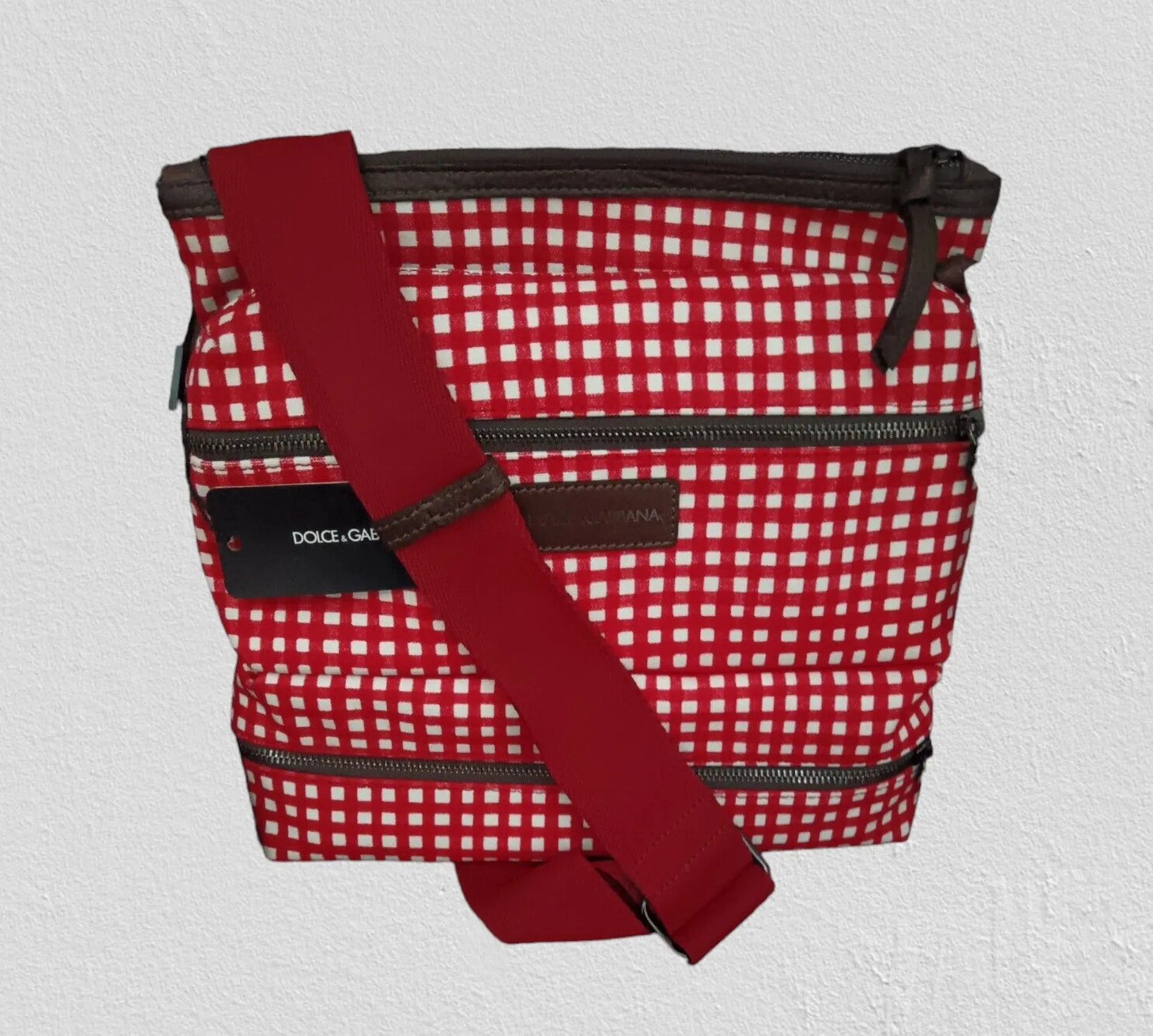 Dolce & Gabbana Unisex Red Check Messenger Shoulder/Cross Body Bag