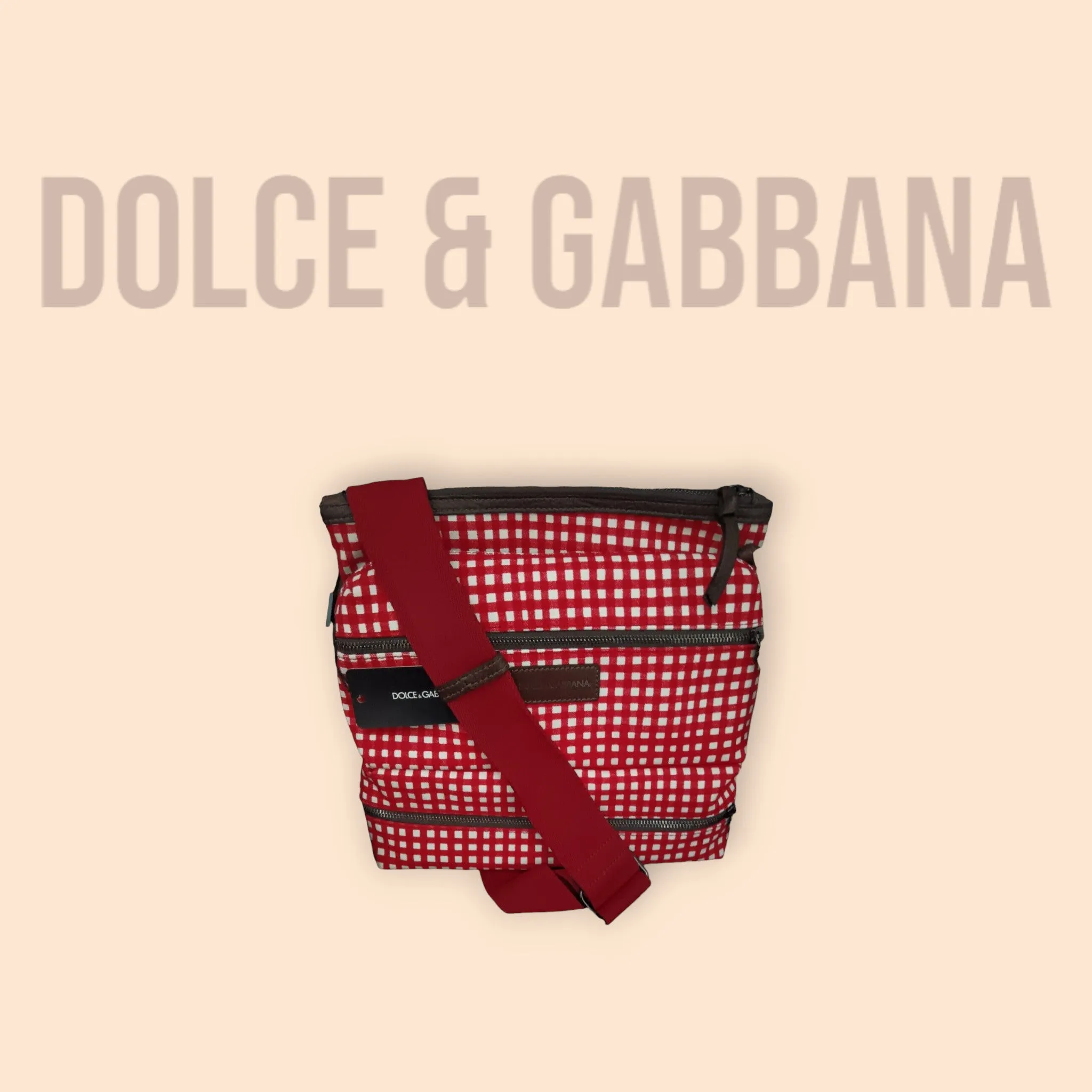 Dolce & Gabbana Unisex Red Check Messenger Shoulder/Cross Body Bag