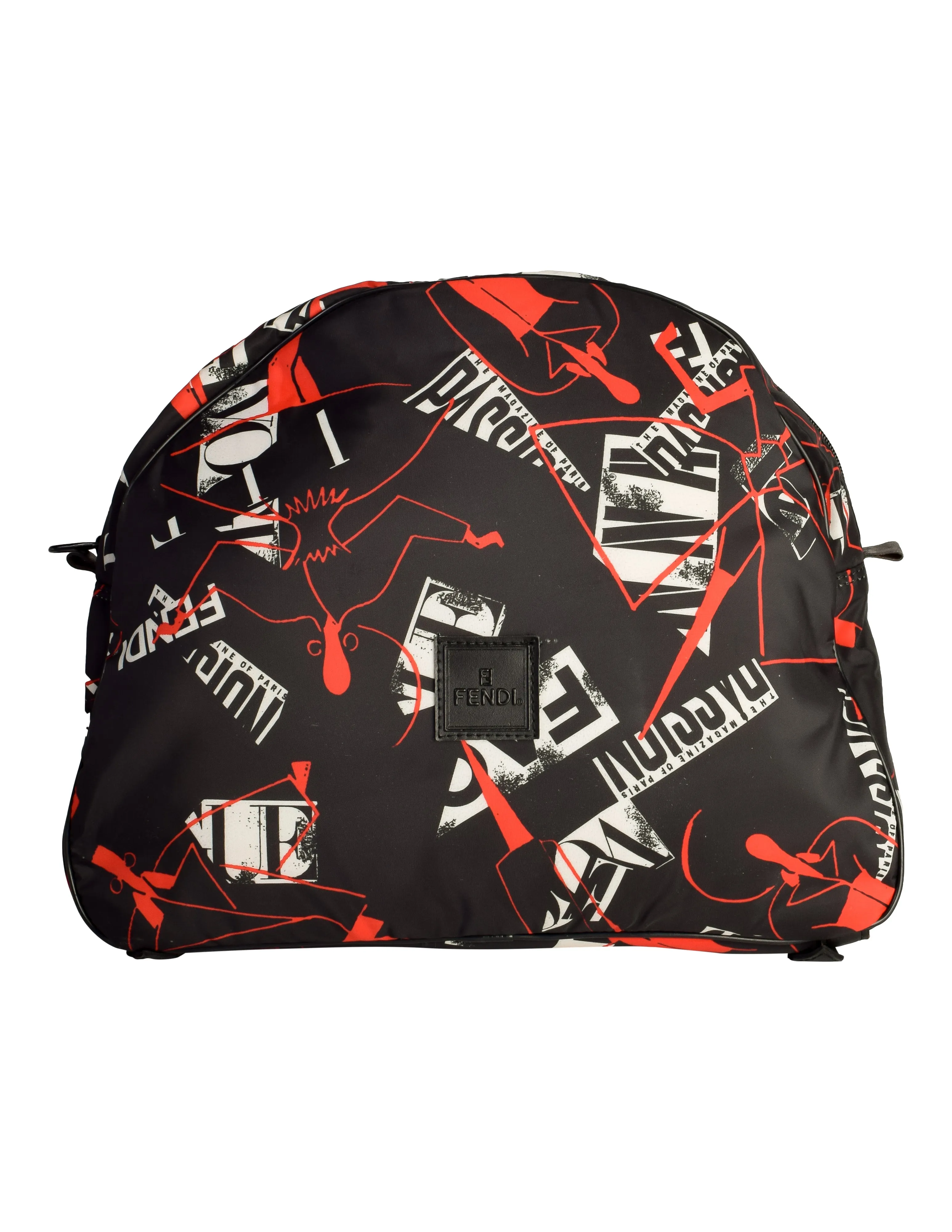 Fendi Vintage 1980s Black White Red Graphic Fashion Magazine Theme Nylon Backpack