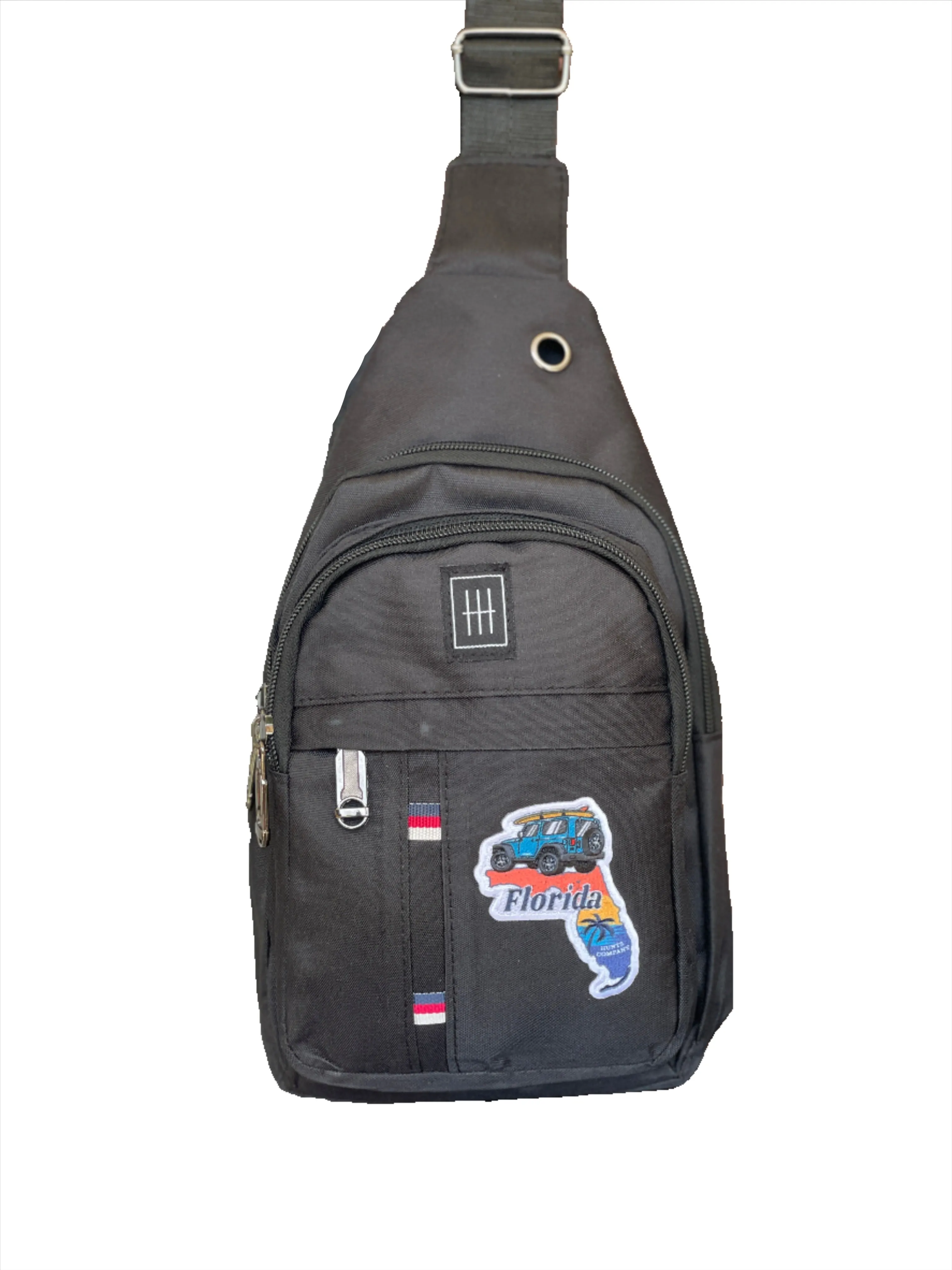 Florida Patch Black Canvas Sling Crossbody