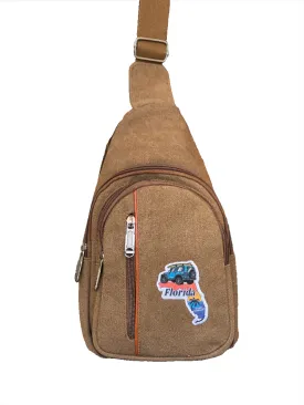 Florida Patch Brown Canvas Sling Crossbody