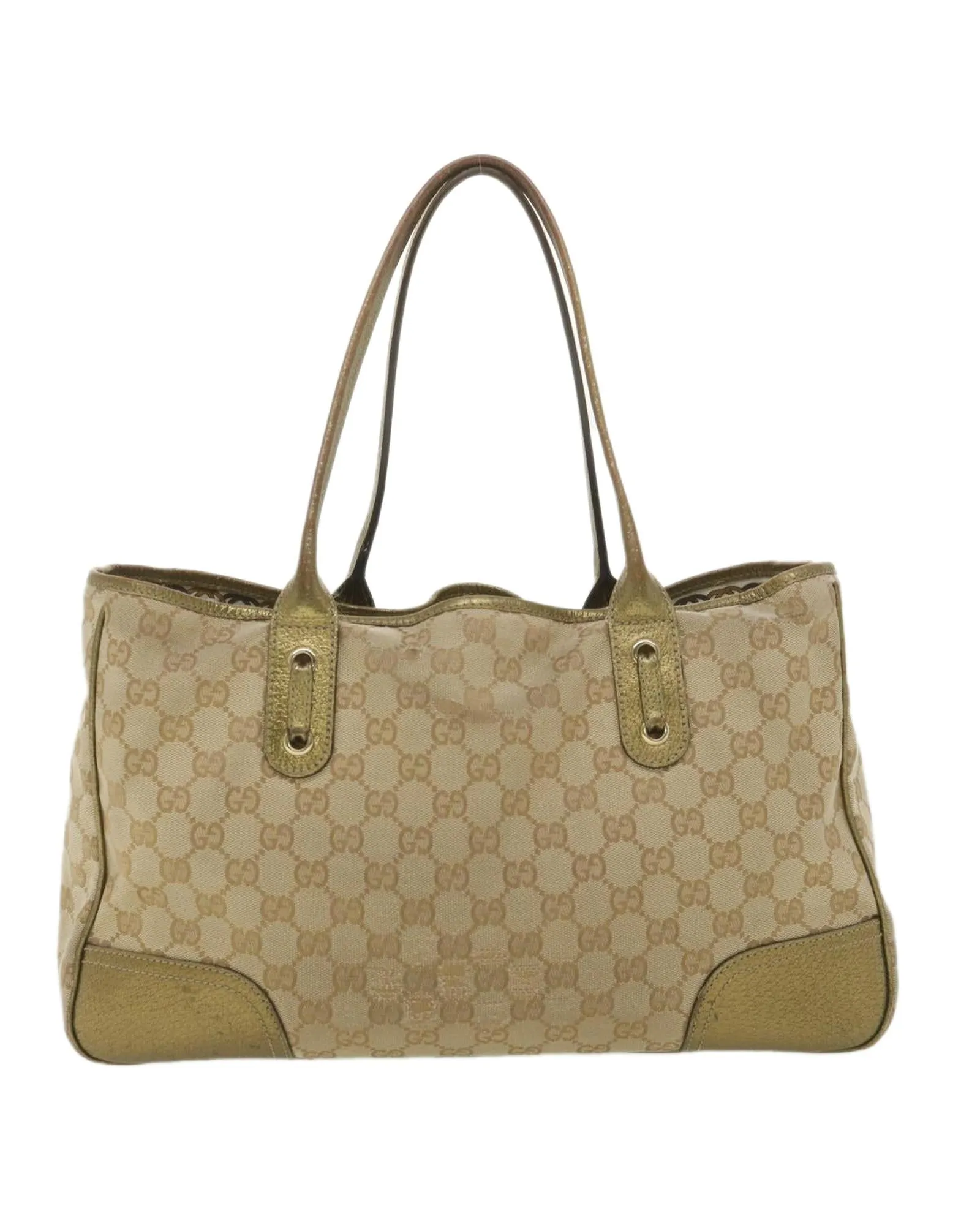 GG Canvas Shoulder Bag Beige Gold 163805 Auth 38395