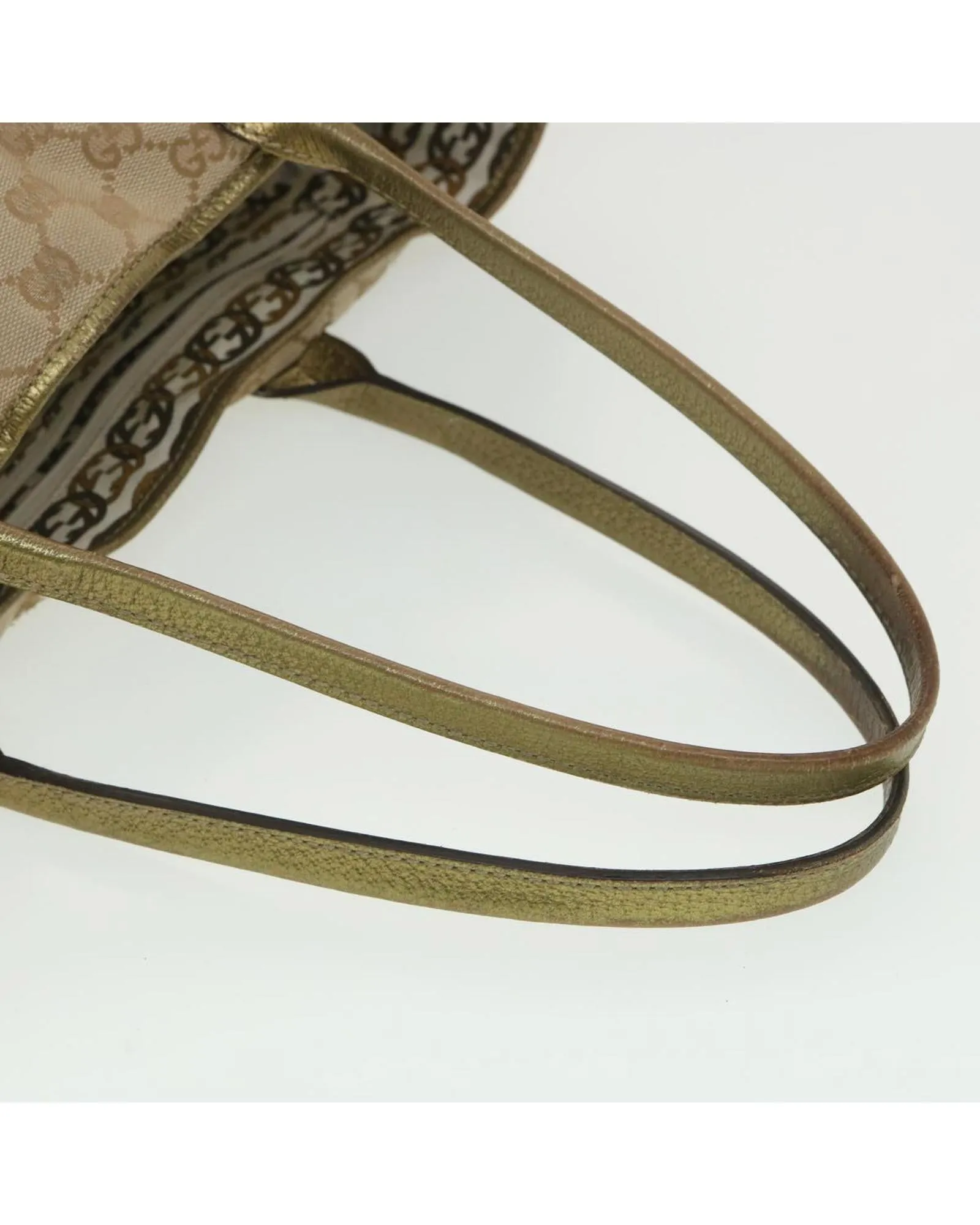 GG Canvas Shoulder Bag Beige Gold 163805 Auth 38395