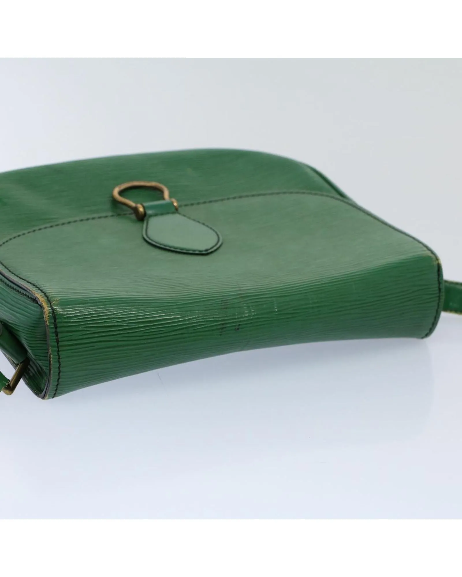 Green Epi Leather Shoulder Bag with Adjustable Strap