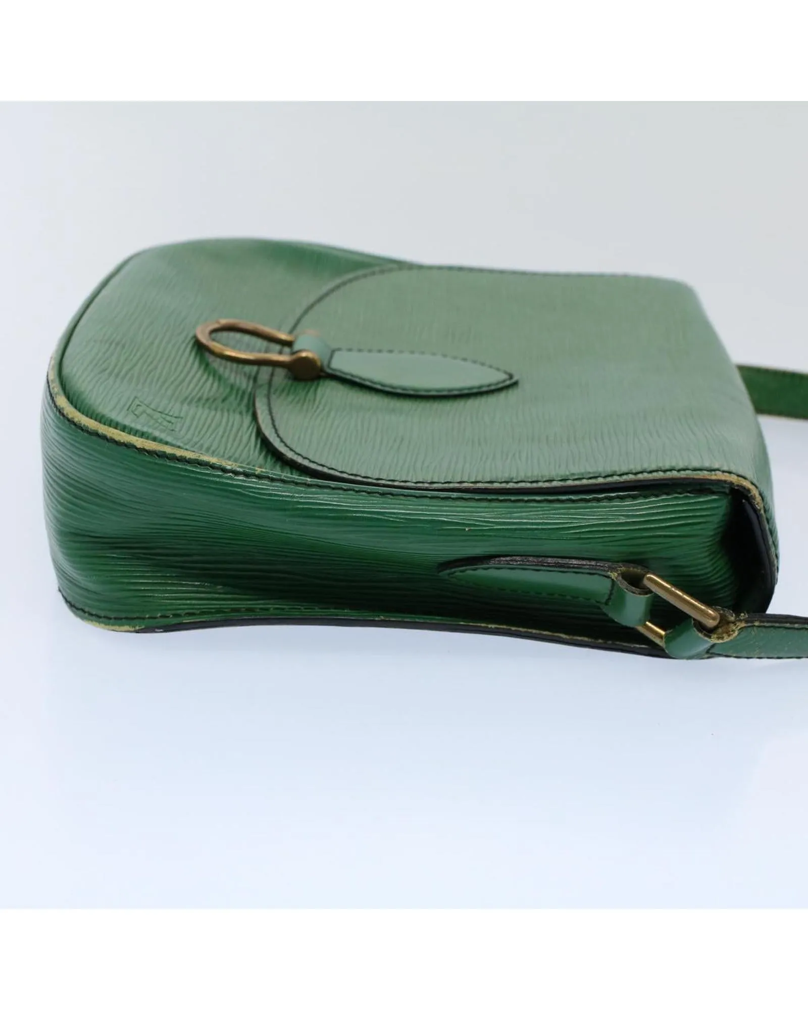 Green Epi Leather Shoulder Bag with Adjustable Strap