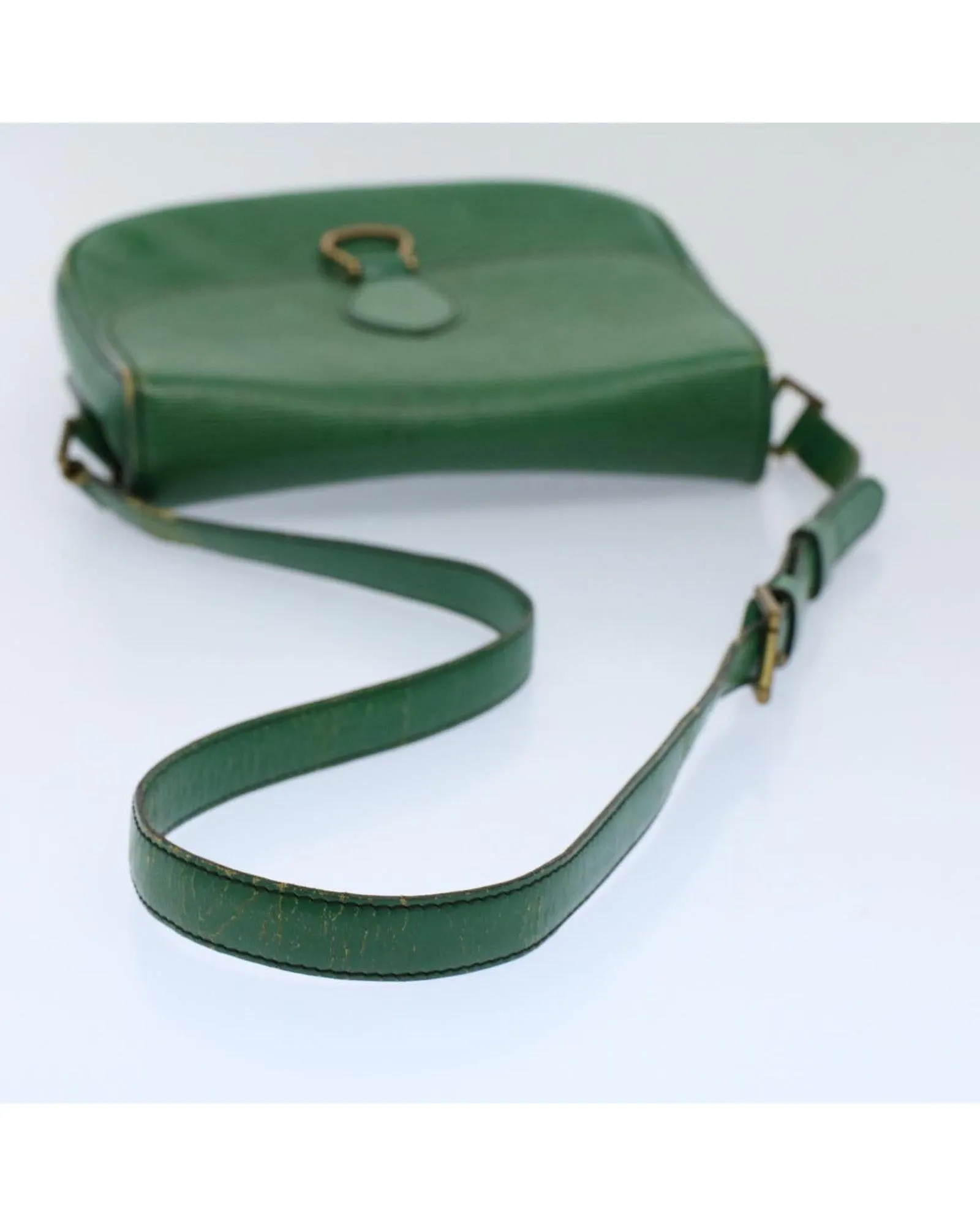 Green Epi Leather Shoulder Bag with Adjustable Strap