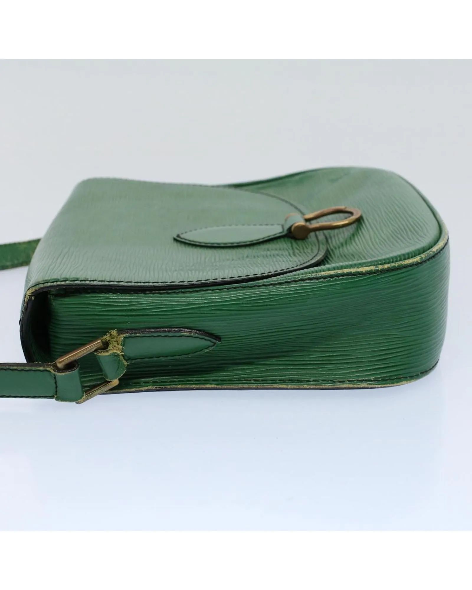 Green Epi Leather Shoulder Bag with Adjustable Strap