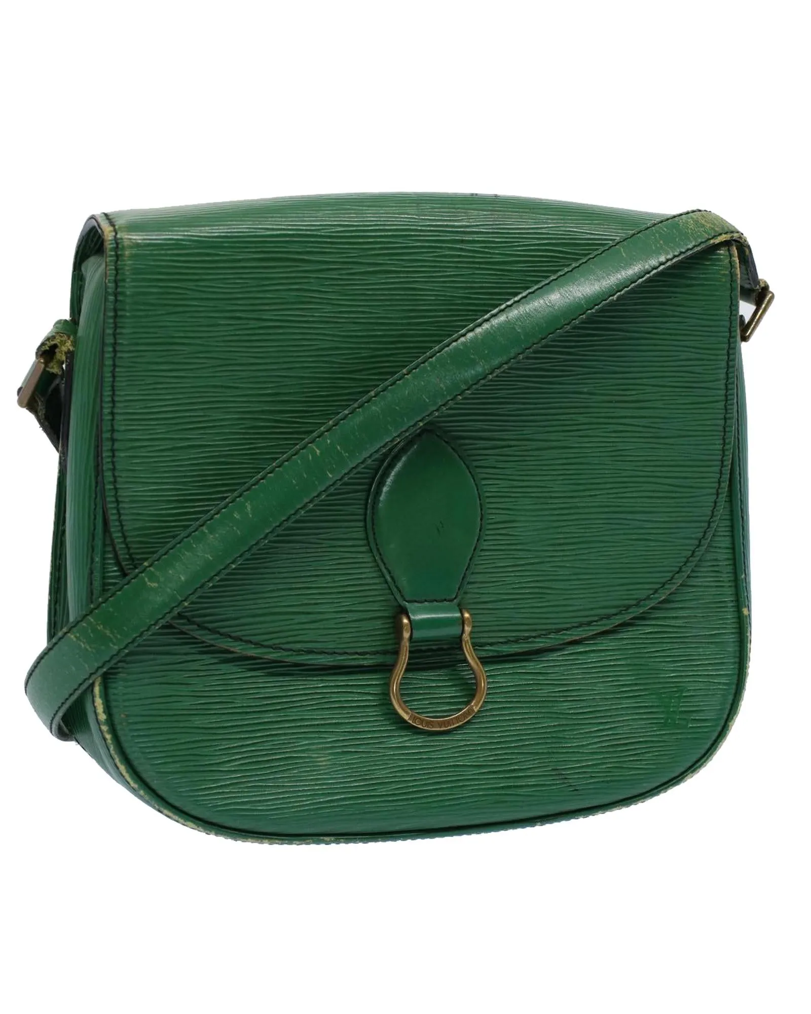 Green Epi Leather Shoulder Bag with Adjustable Strap