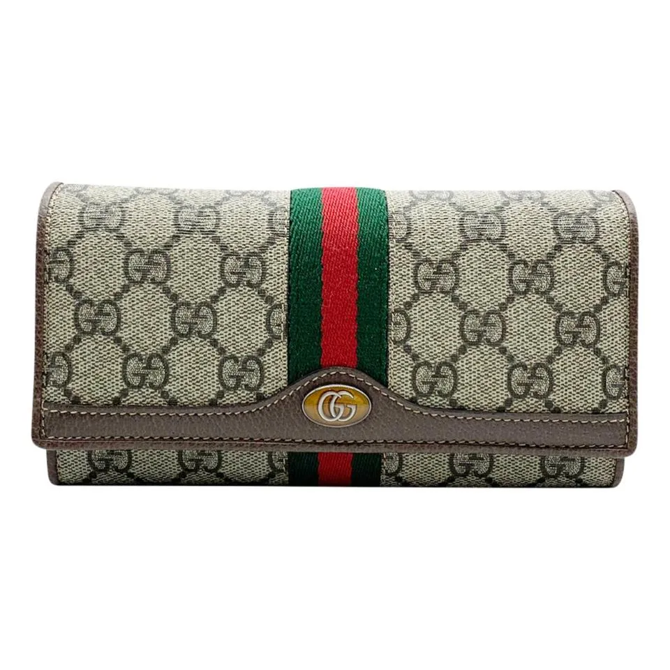 Gucci Wallet on Chain Ophidia Flap Brown Gg Supreme Canvas Shoulder Bag