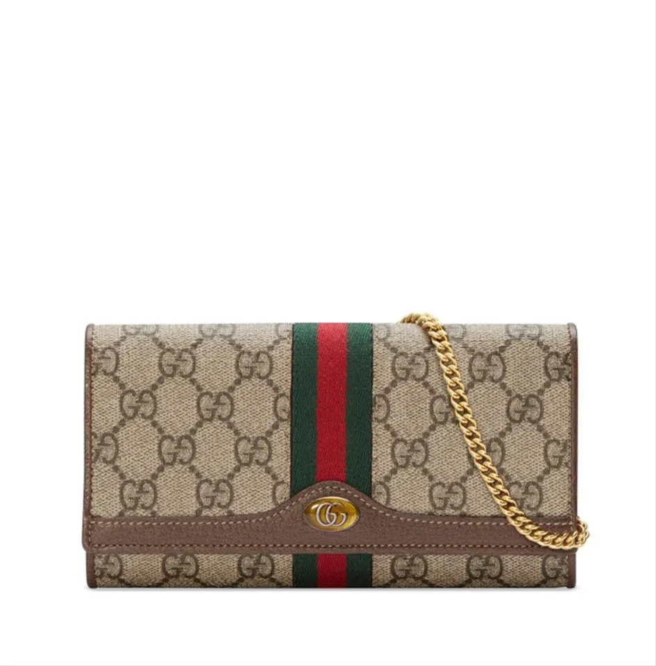 Gucci Wallet on Chain Ophidia Flap Brown Gg Supreme Canvas Shoulder Bag