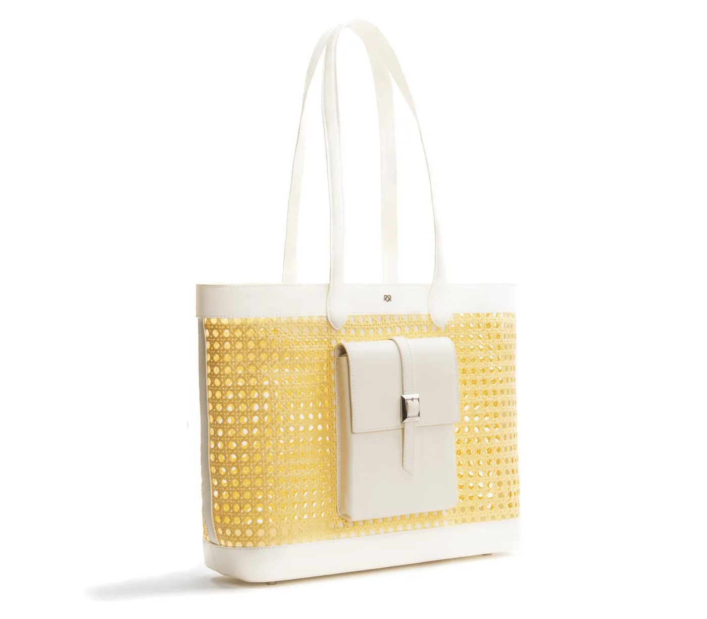 Gunas New York St. Tropez Off White Yellow Straw Tote