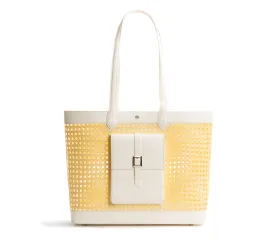 Gunas New York St. Tropez Off White Yellow Straw Tote