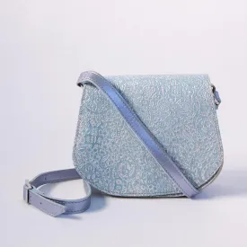 Harpers Italian Leather Gigi Crossbody Bag in Embossed Blue