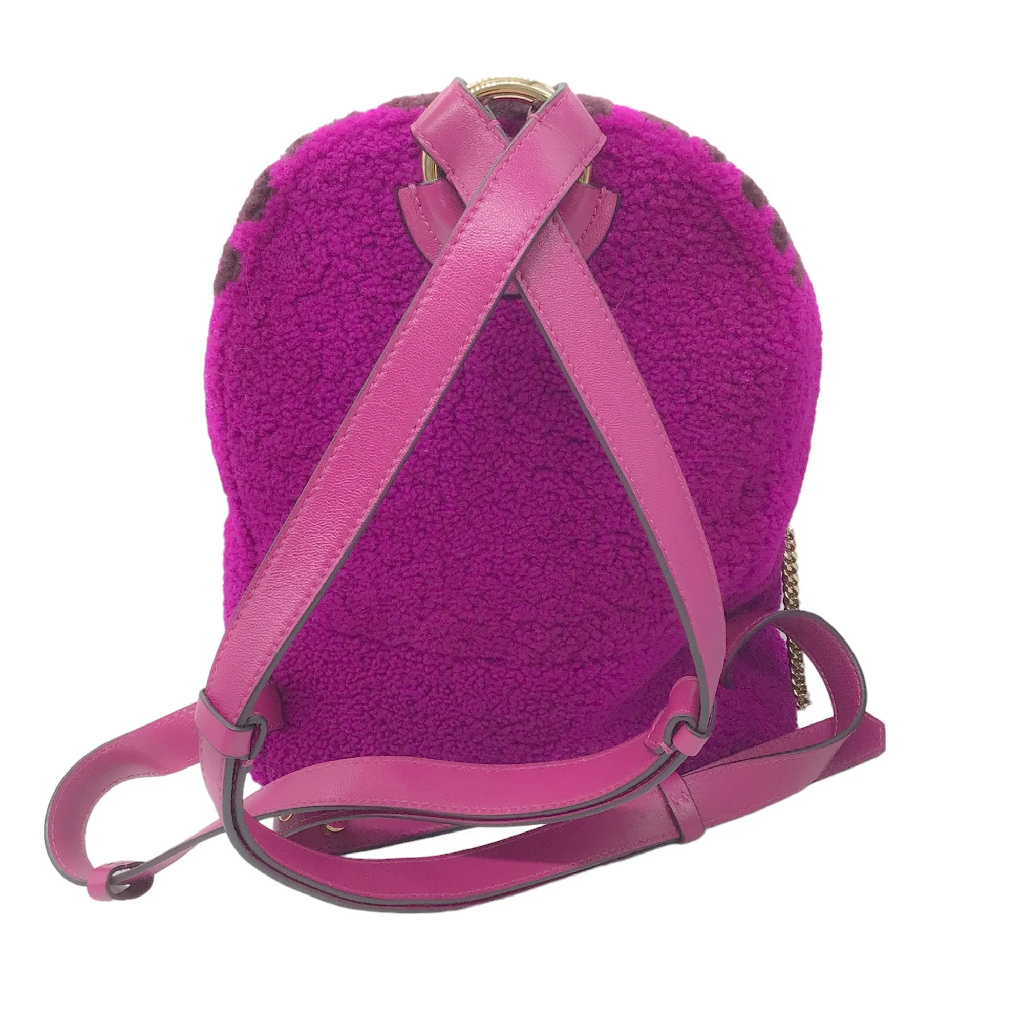 Jimmy Choo Cassie Magenta / Grape I Want Choo Logo Intarsia Sherling Backpack