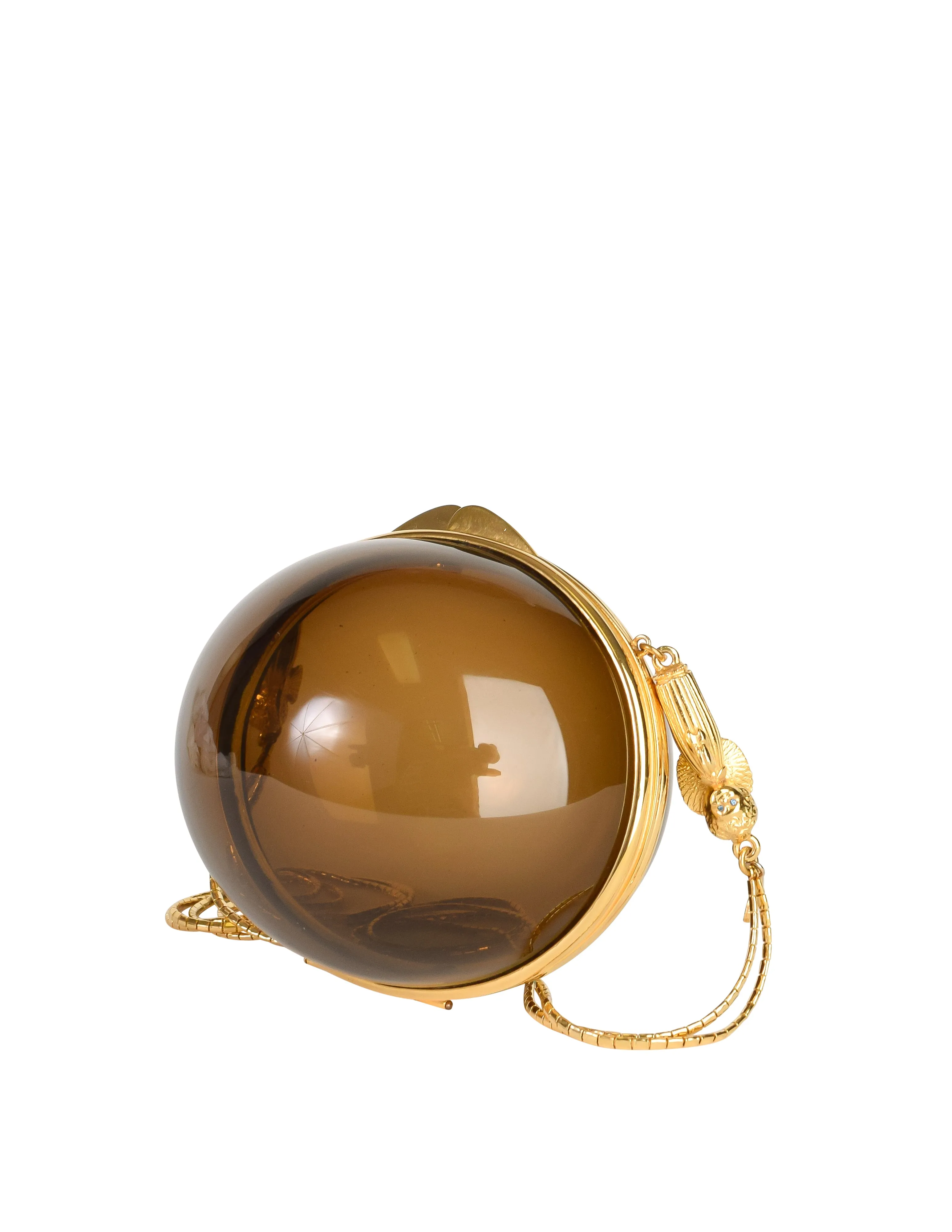 Judith Leiber Vintage Brown & Gold Angel Lucite Egg Bag