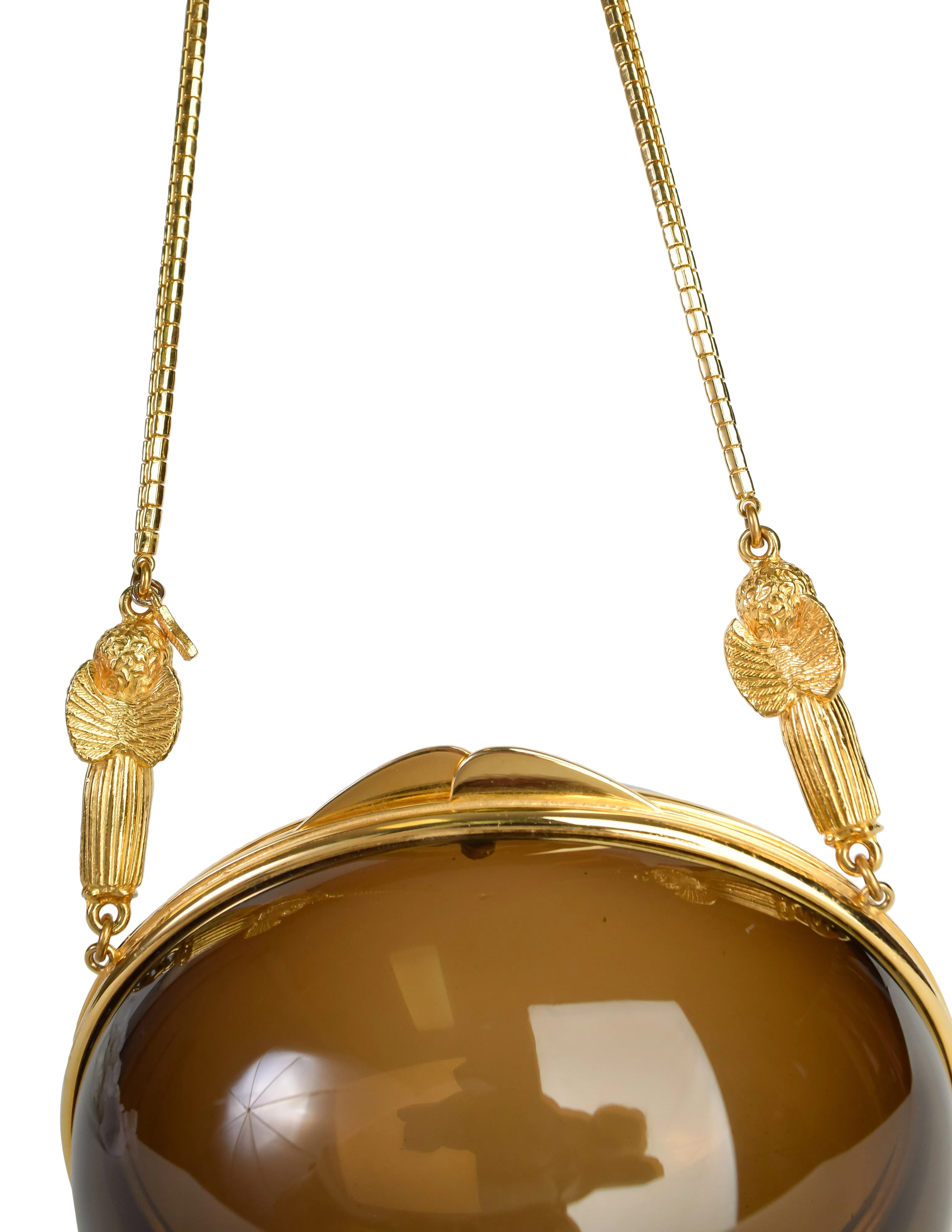 Judith Leiber Vintage Brown & Gold Angel Lucite Egg Bag