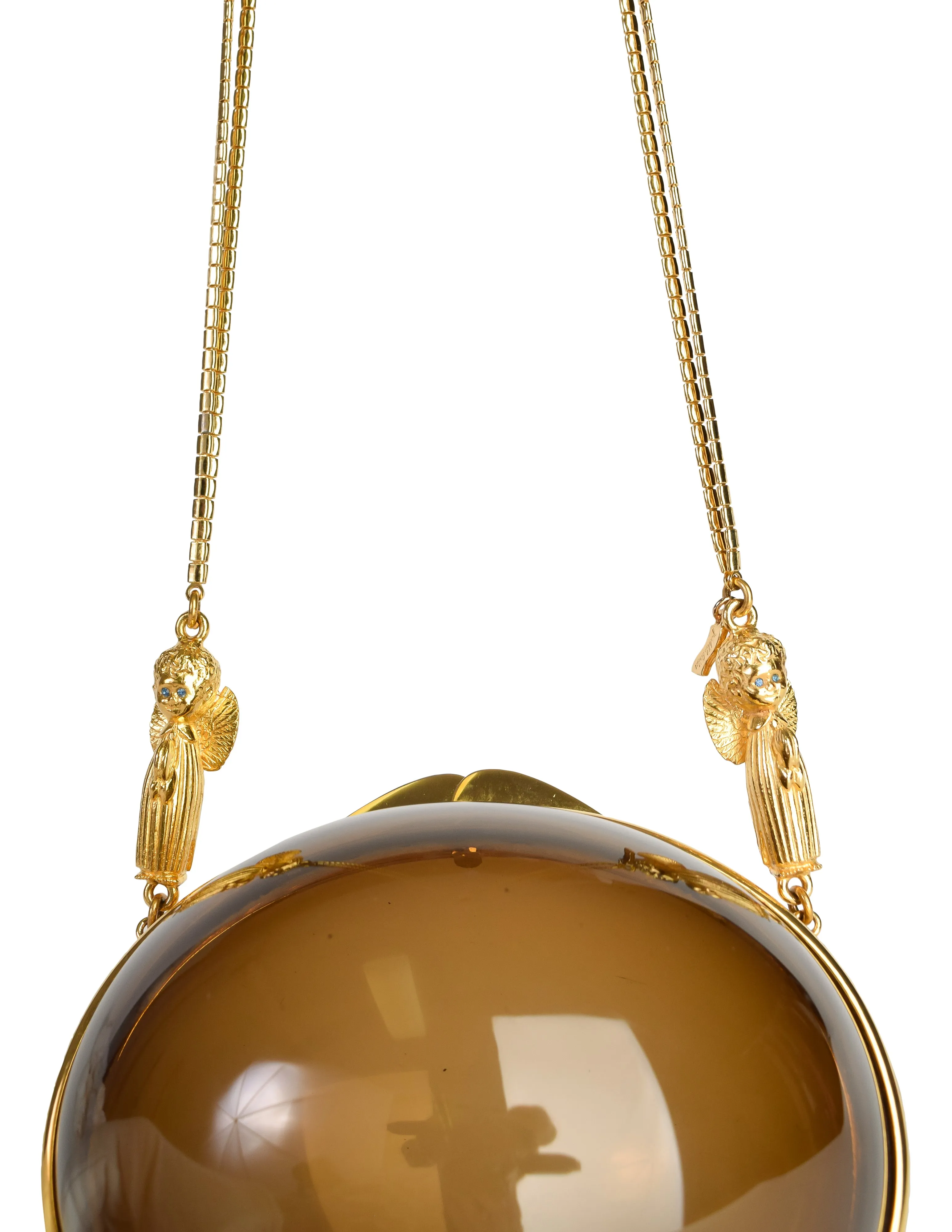 Judith Leiber Vintage Brown & Gold Angel Lucite Egg Bag