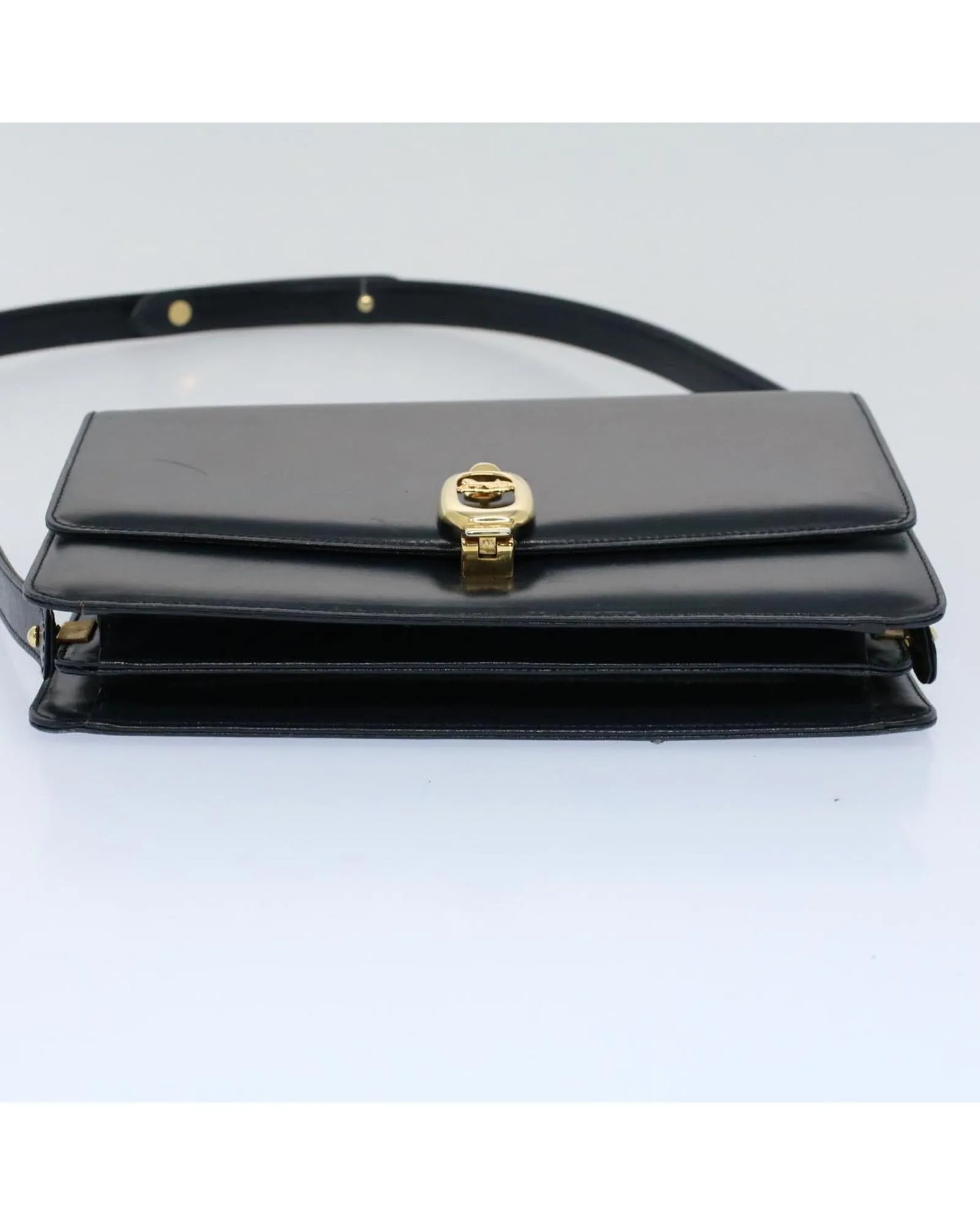 Leather Navy Shoulder Bag with Adjustable Strap