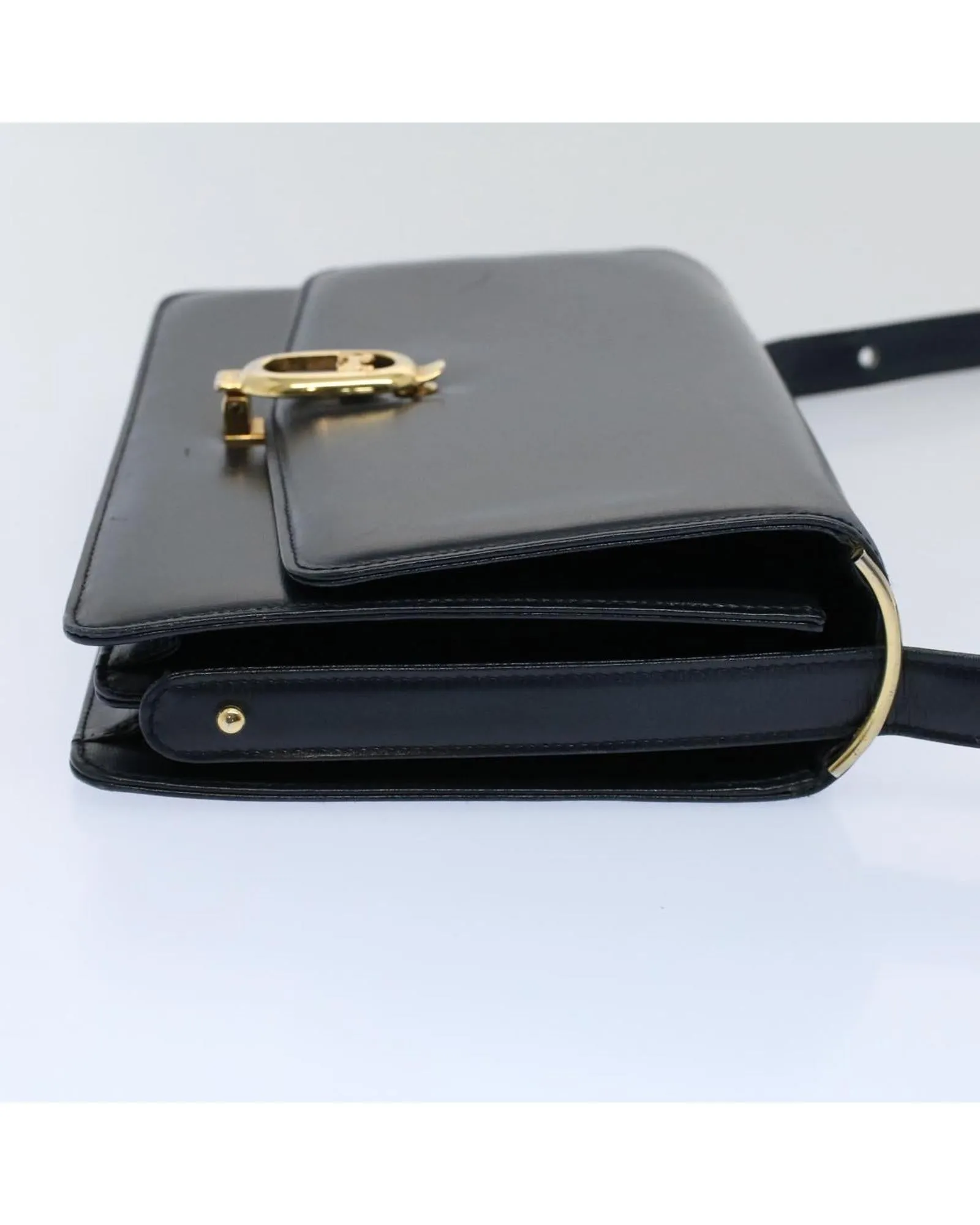 Leather Navy Shoulder Bag with Adjustable Strap