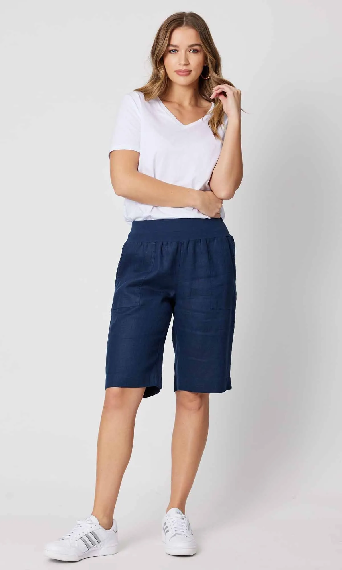 Linen Short Jersey Waist Marine