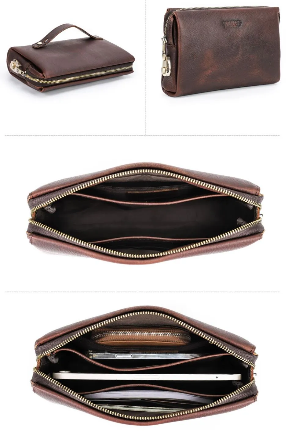 Men's Wallet Leather Purse Leather Hand Bag Clutch Bag Card Package Anti-theft Password lock Storage Bag For Gift