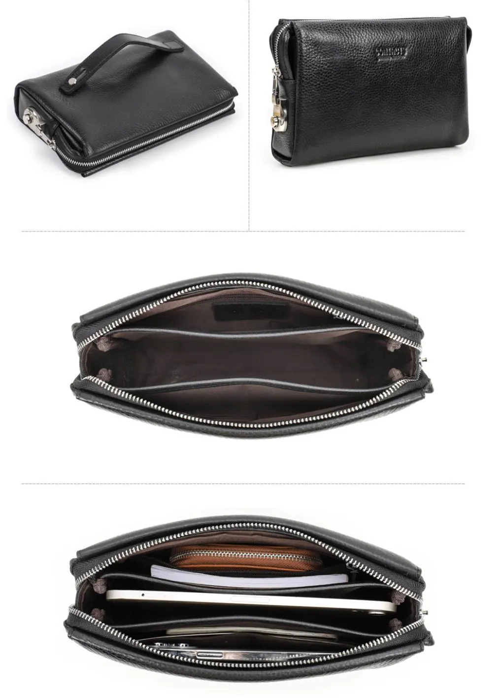 Men's Wallet Leather Purse Leather Hand Bag Clutch Bag Card Package Anti-theft Password lock Storage Bag For Gift