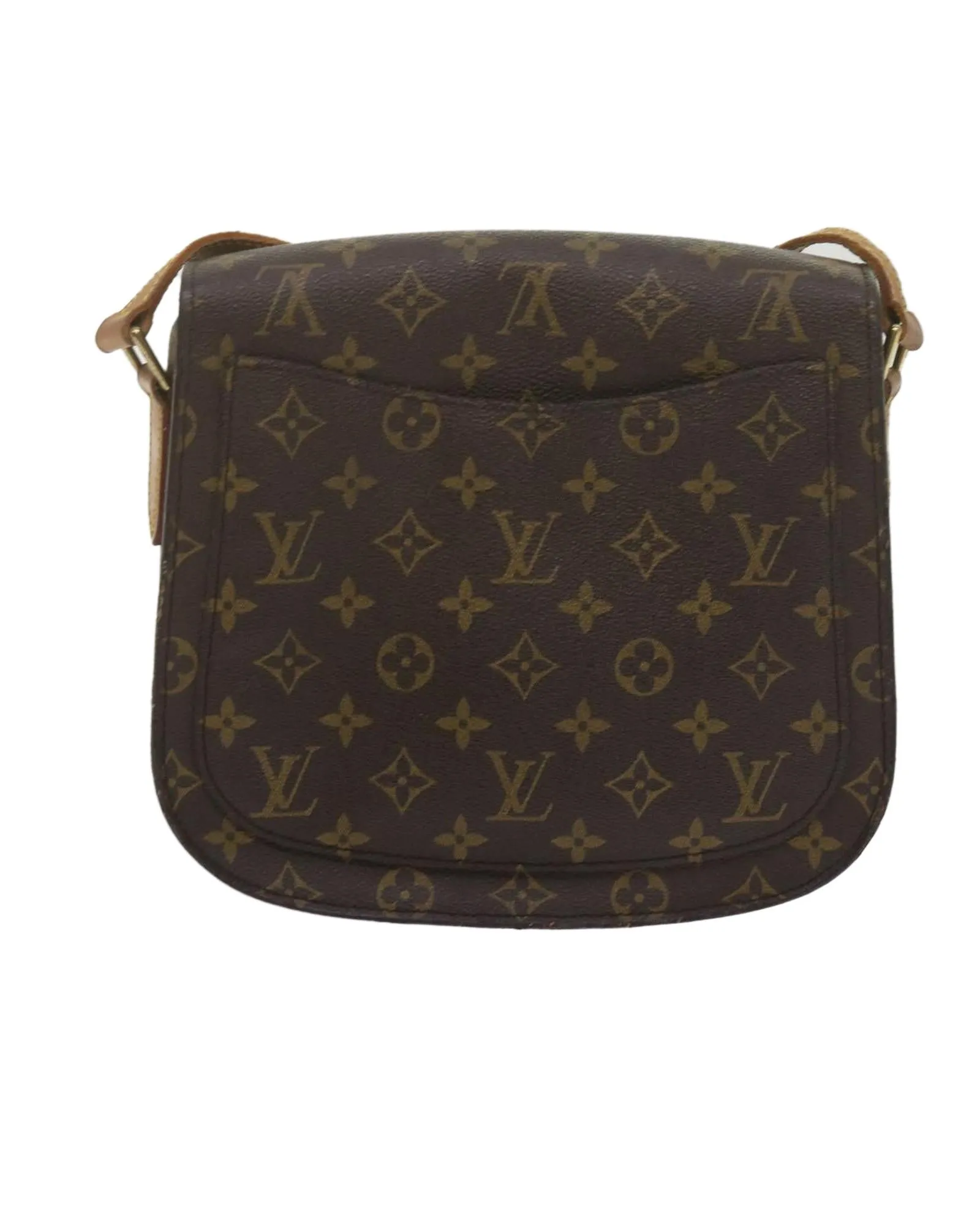 Monogram Canvas Shoulder Bag with Adjustable Strap and Interior Pocket