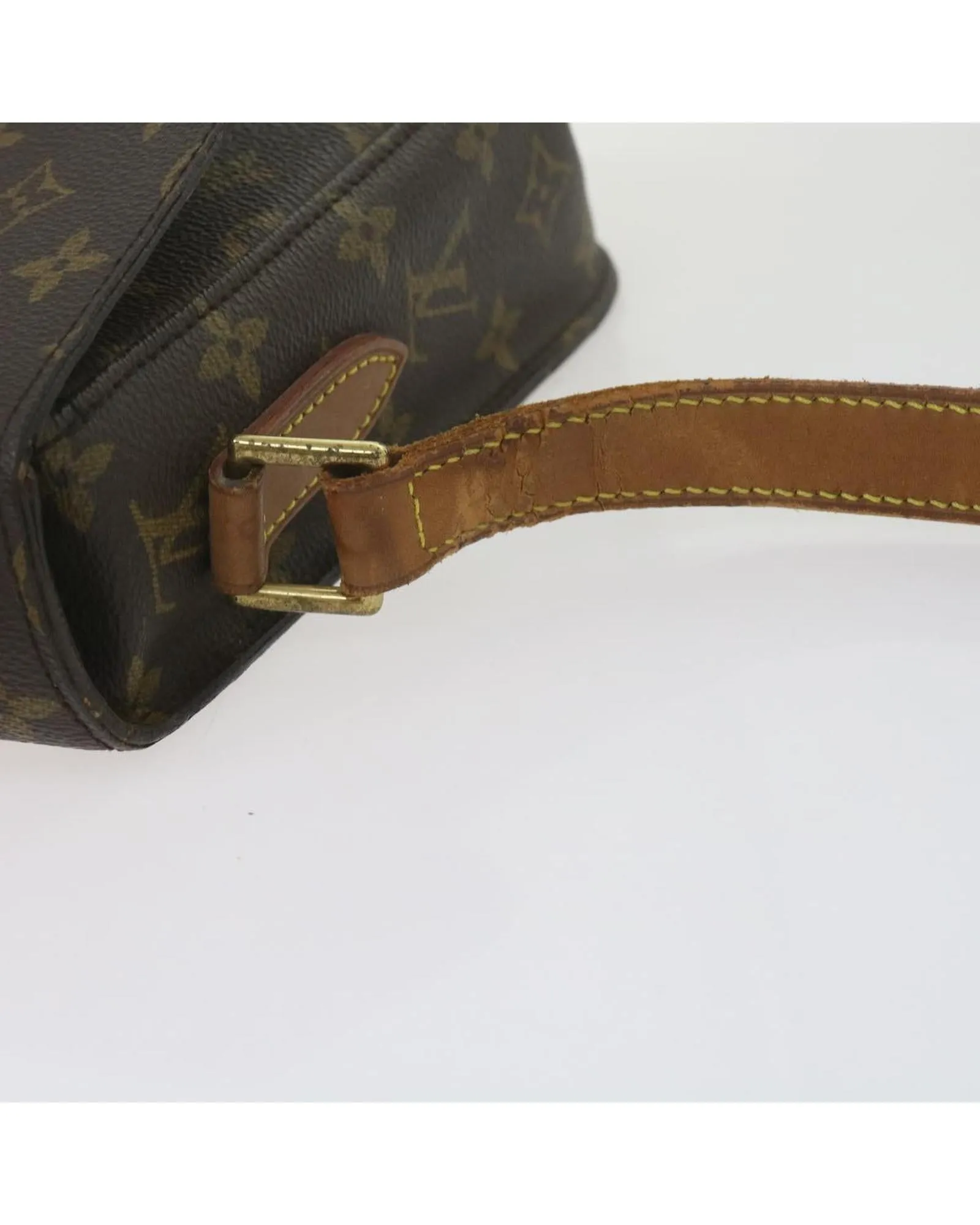 Monogram Canvas Shoulder Bag with Adjustable Strap and Interior Pocket